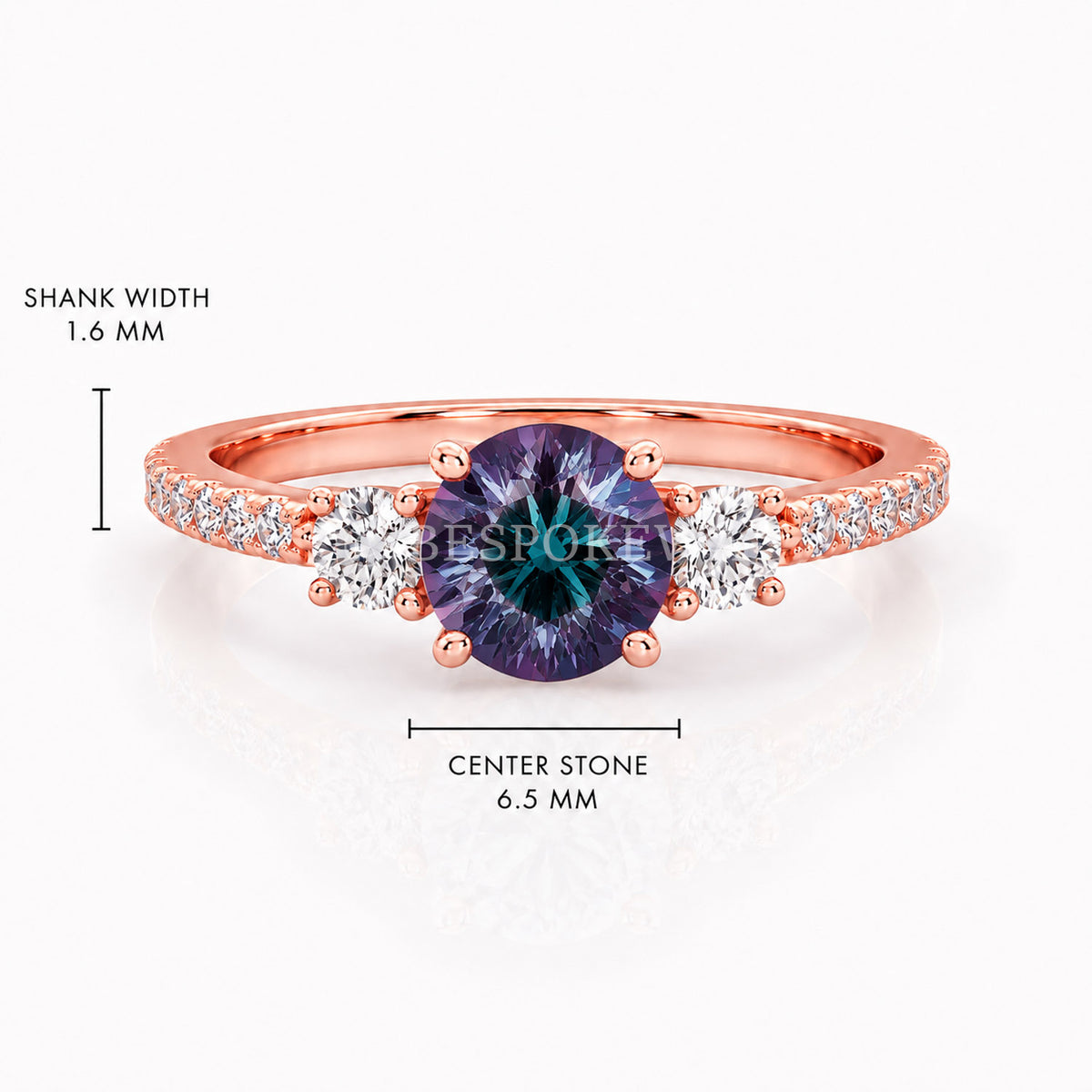 The Amara - Three Stone Engagement Ring — Lab-Grown Alexandrite, 0.5ct