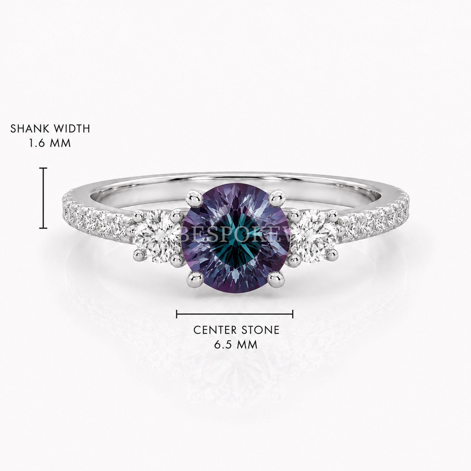 The Amara - Three Stone Engagement Ring — Lab-Grown Alexandrite, 0.5ct