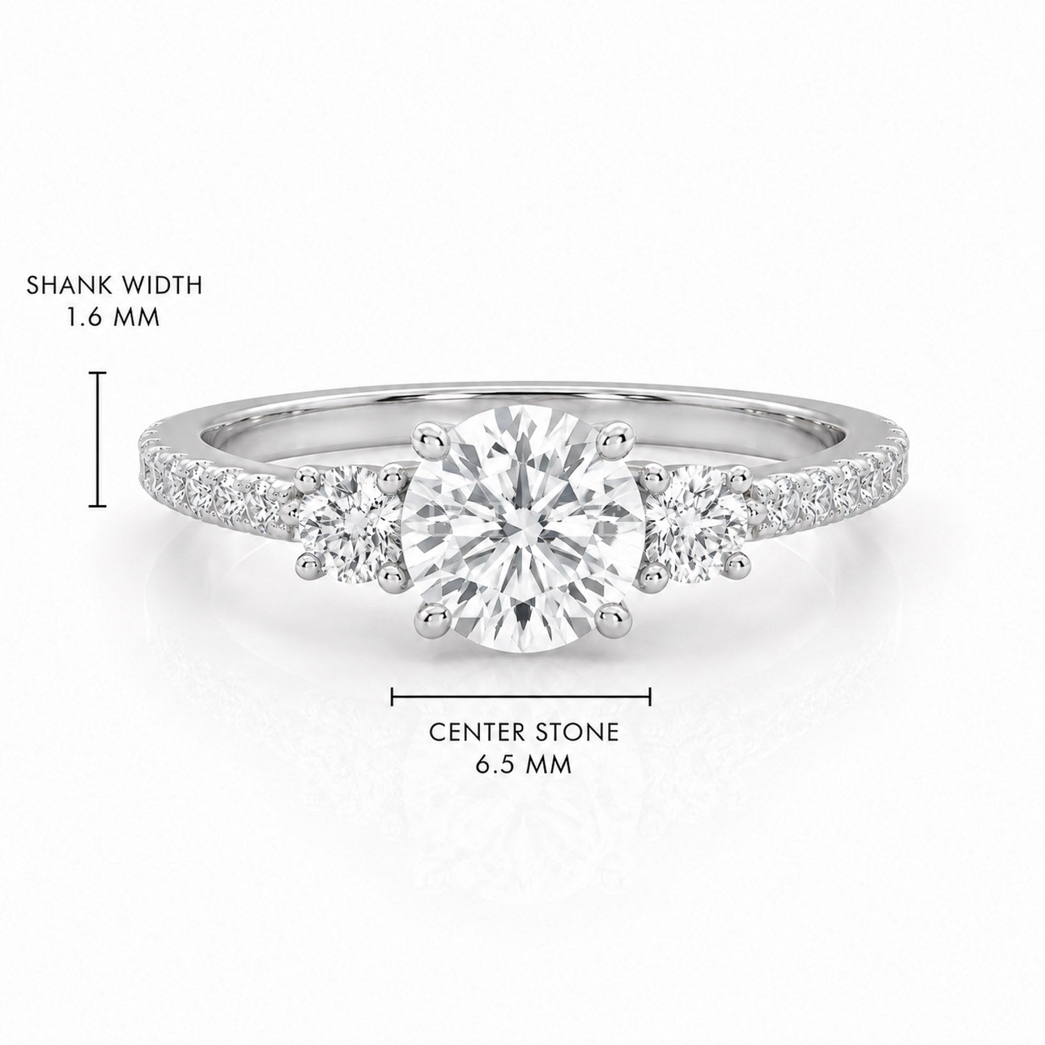 The Amara - Three Stone Engagement Ring — Lab-Grown Diamond, 0.5ct
