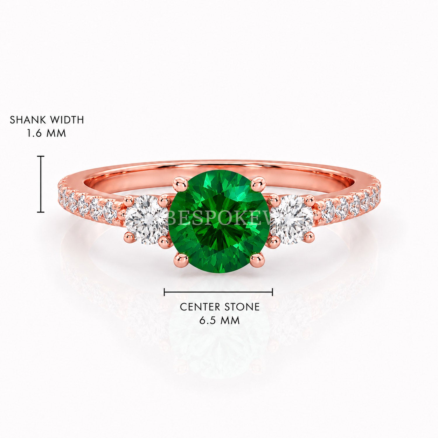 The Amara - Three Stone Engagement Ring — Lab-Grown Emerald, 1ct