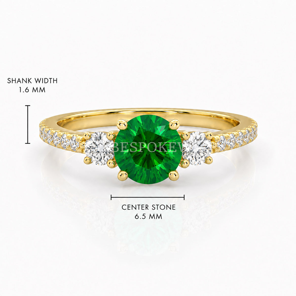 The Amara - Three Stone Engagement Ring — Lab-Grown Emerald, 1ct