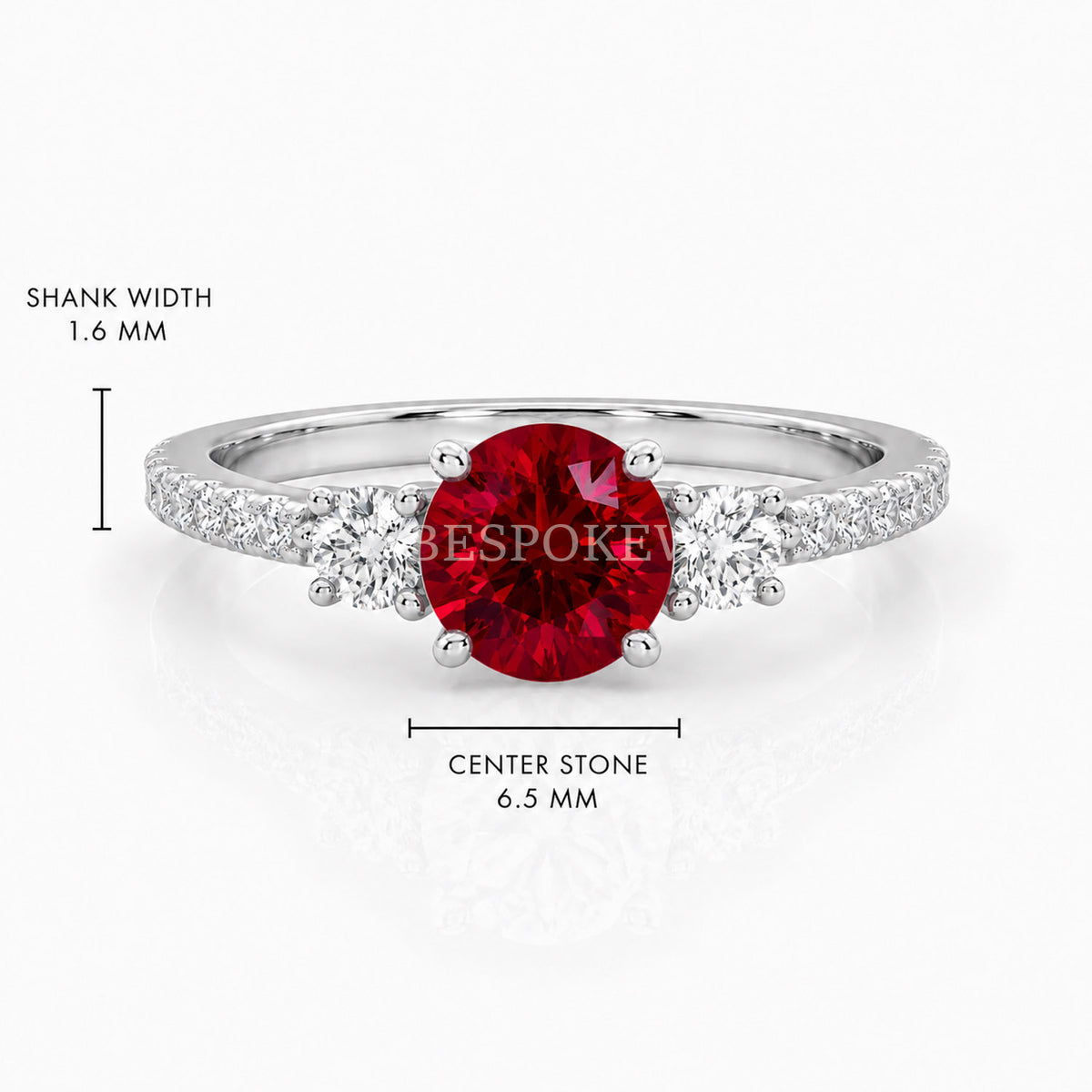 The Amara - Three Stone Engagement Ring — Lab-Grown Ruby, 0.5ct