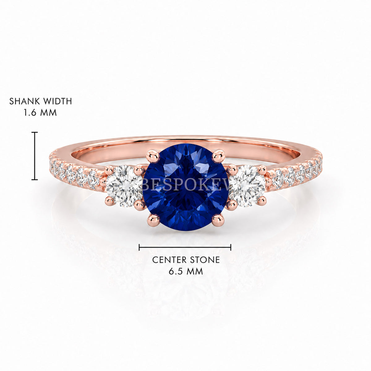 The Amara - Three Stone Engagement Ring — Lab-Grown Sapphire, 2ct