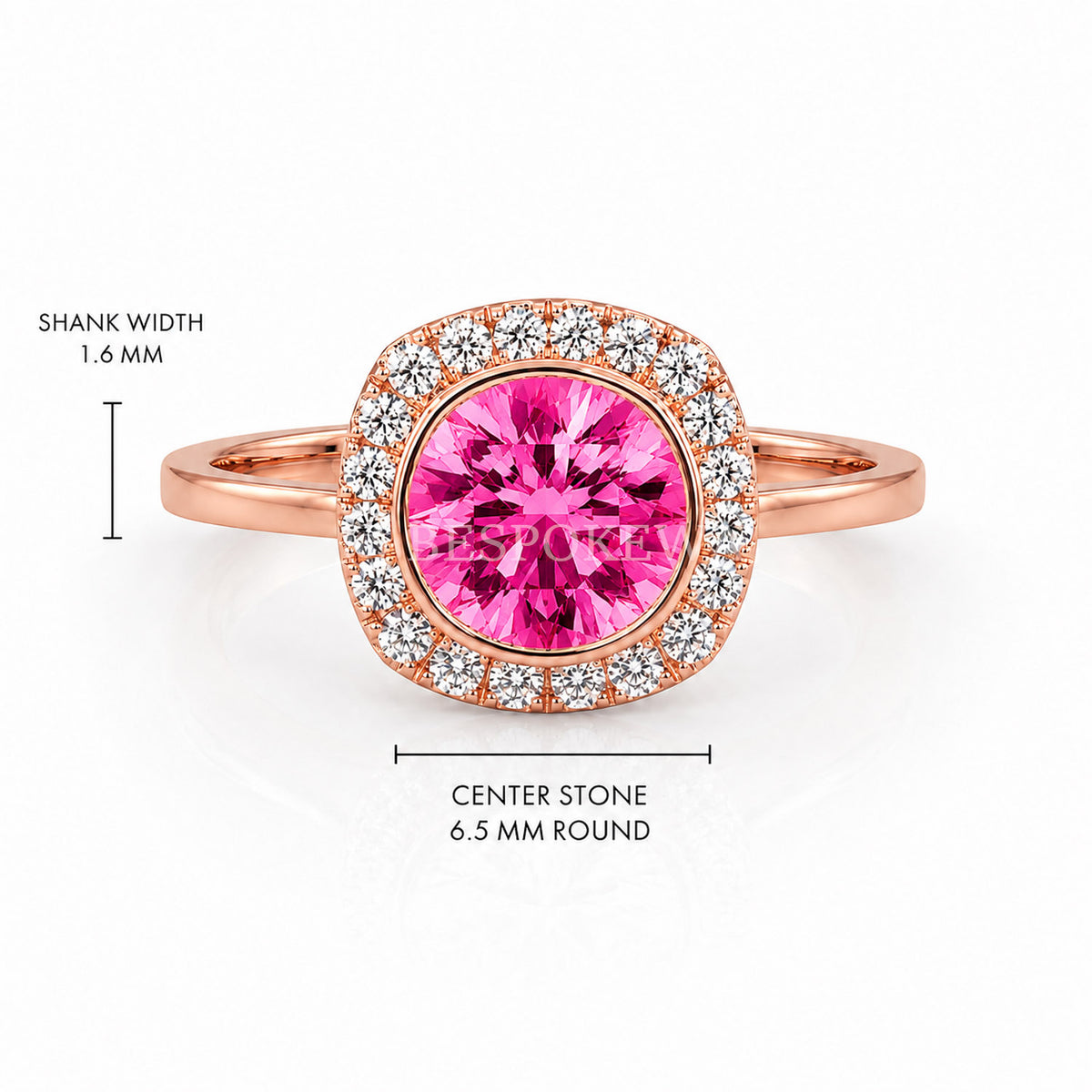 The Aria - Halo Engagement Ring — Lab-Grown Pink Sapphire, 1.5ct