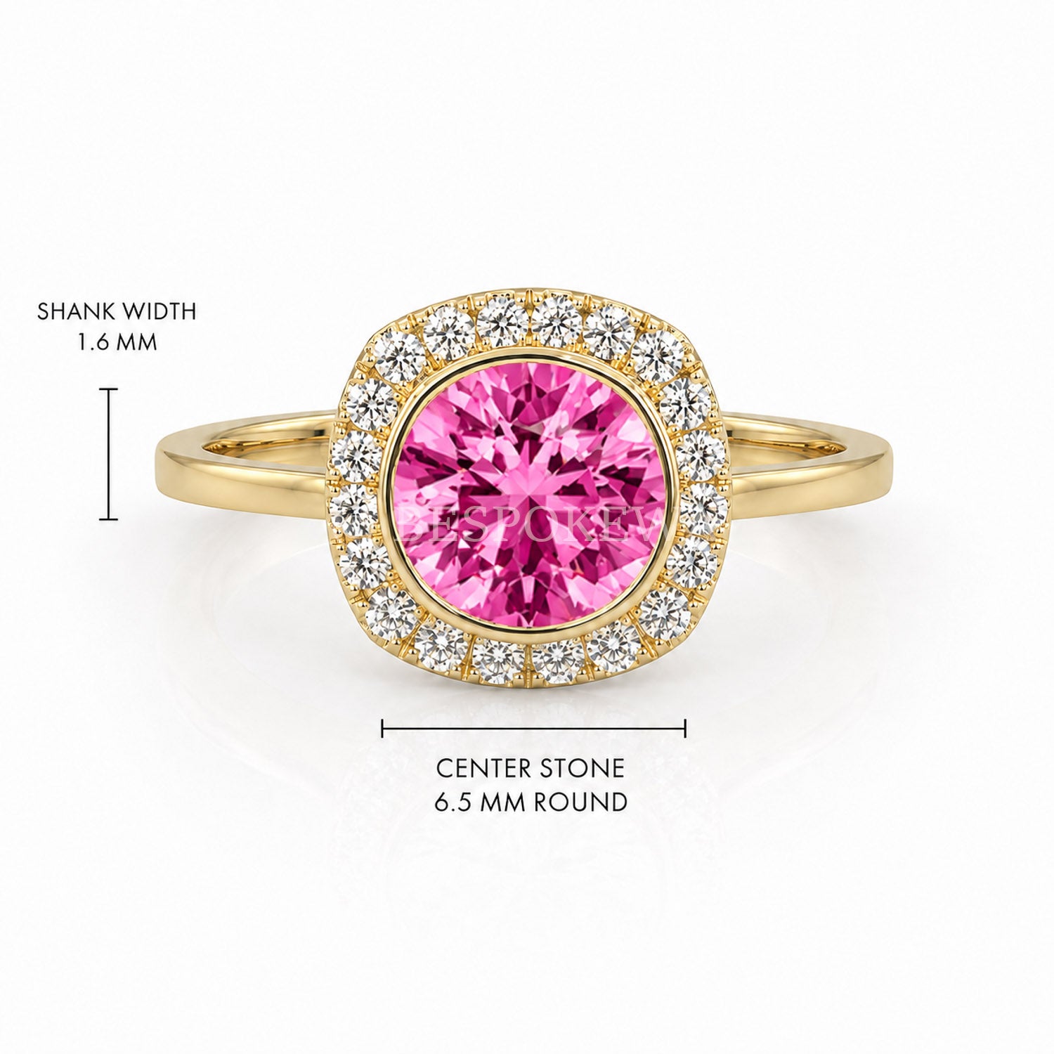 The Aria - Halo Engagement Ring — Lab-Grown Pink Sapphire, 1.5ct
