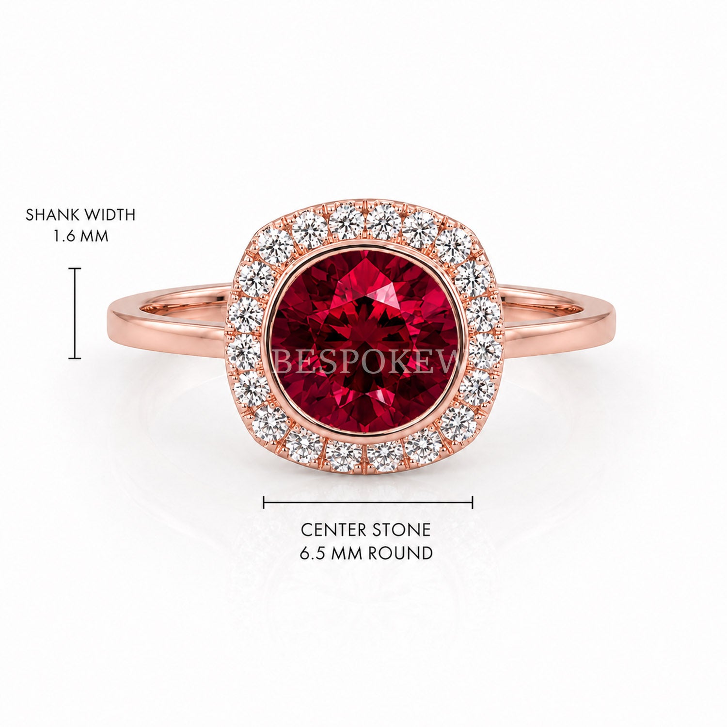 The Aria - Halo Engagement Ring — Lab-Grown Ruby, 3ct