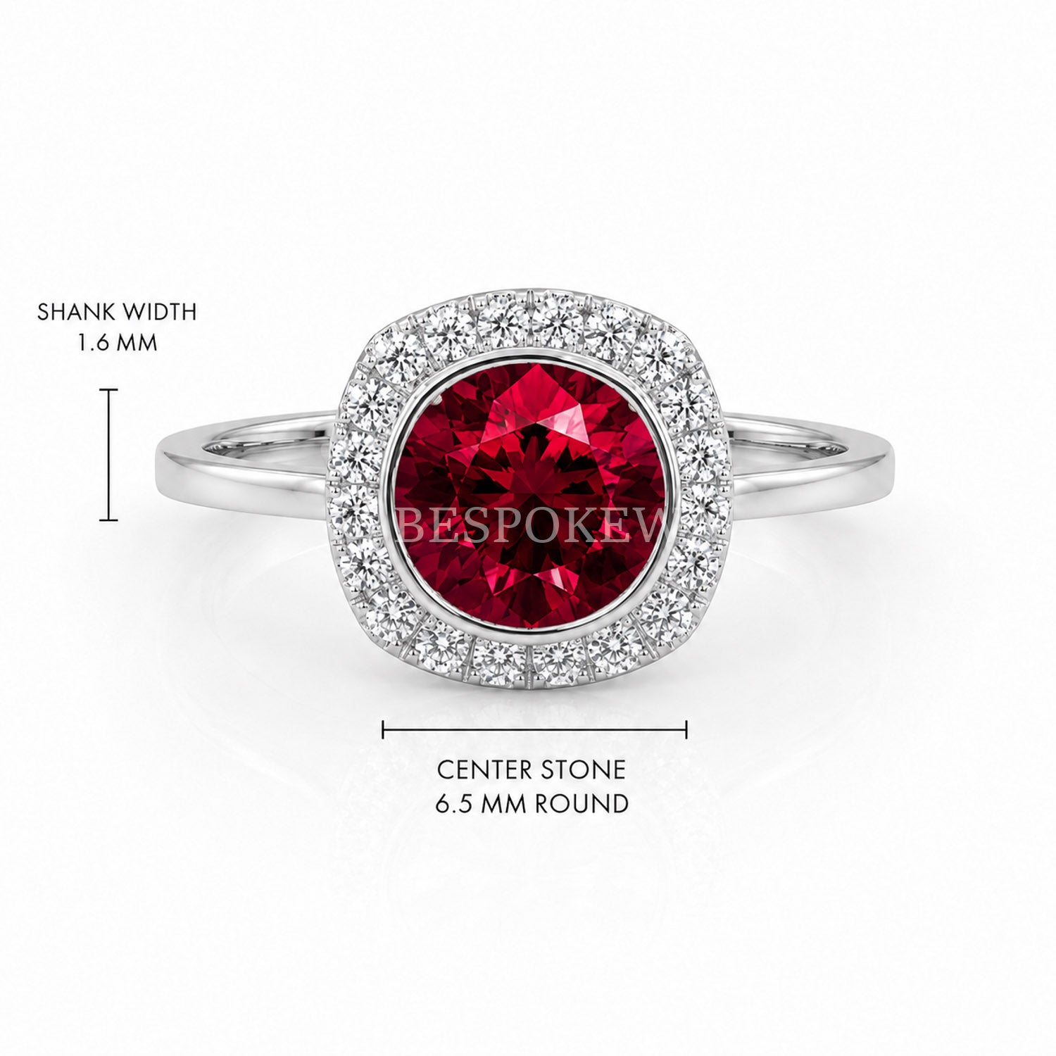 The Aria - Halo Engagement Ring — Lab-Grown Ruby, 3ct
