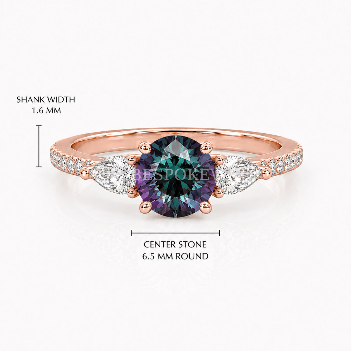 The Elara - Three Stone Engagement Ring — Lab-Grown Alexandrite, 0.5ct