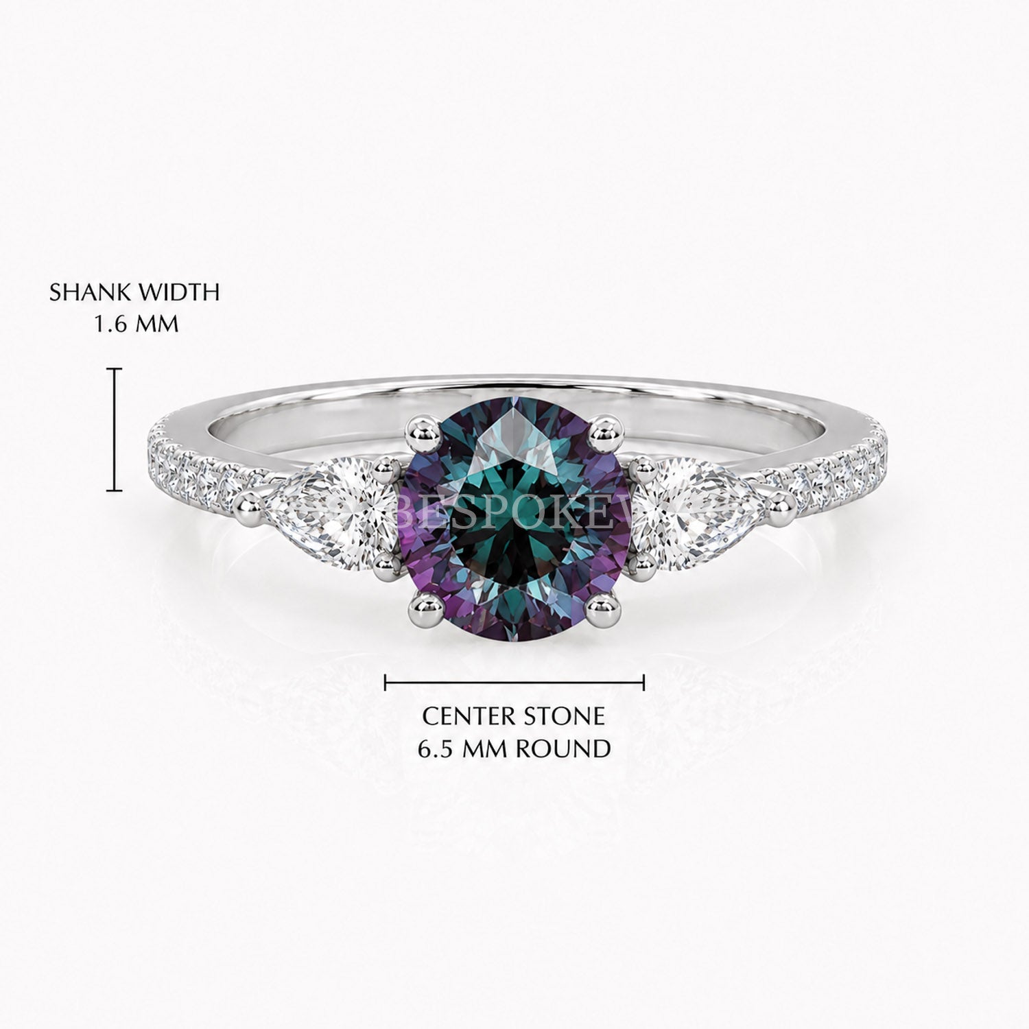 The Elara - Three Stone Engagement Ring — Lab-Grown Alexandrite, 0.5ct