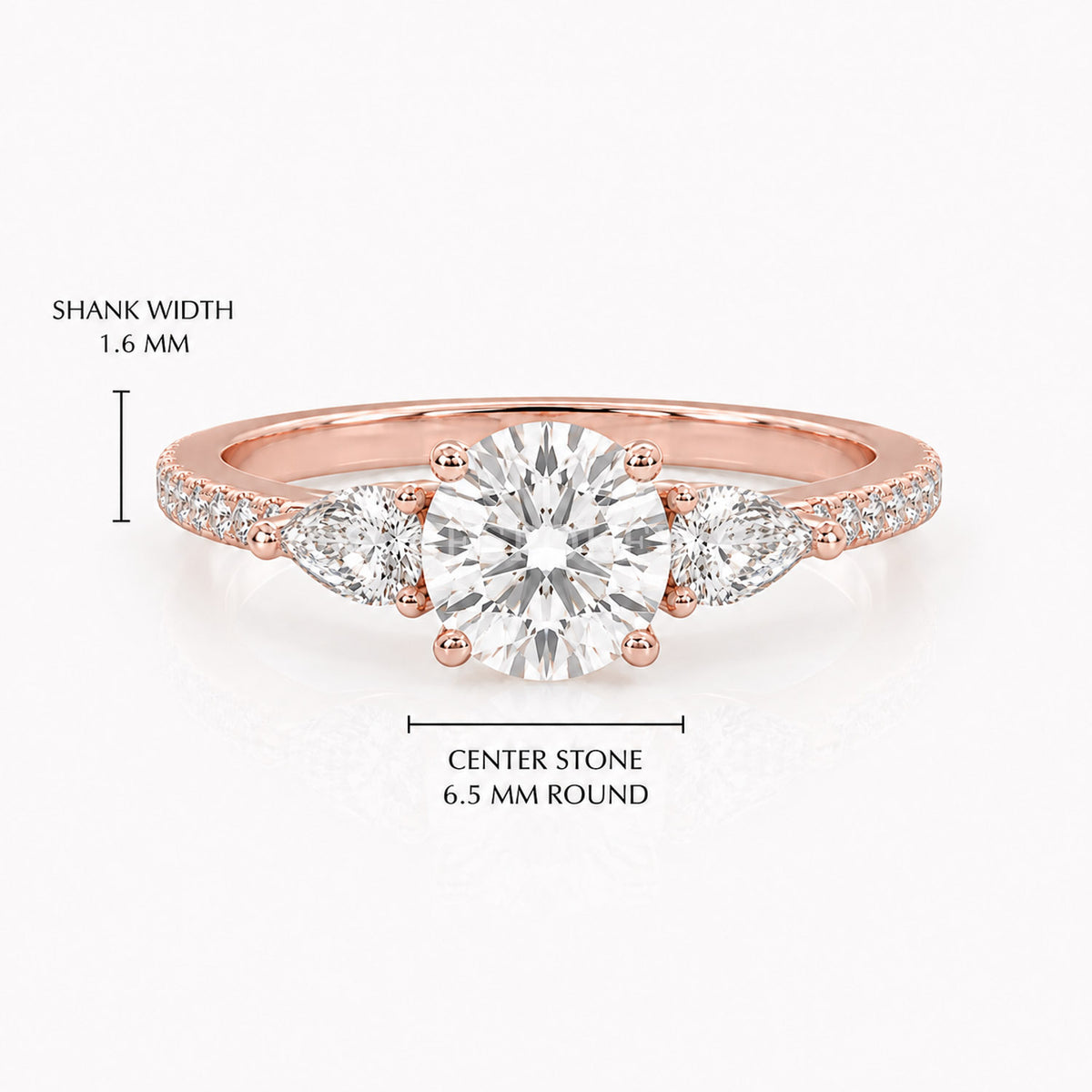 The Elara - Three Stone Engagement Ring — Lab-Grown Diamond, 0.5ct