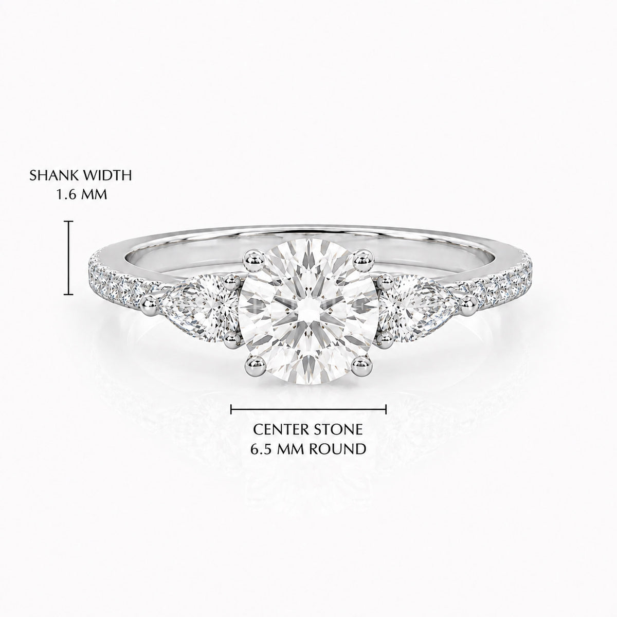 The Elara - Three Stone Engagement Ring — Lab-Grown Diamond, 0.5ct