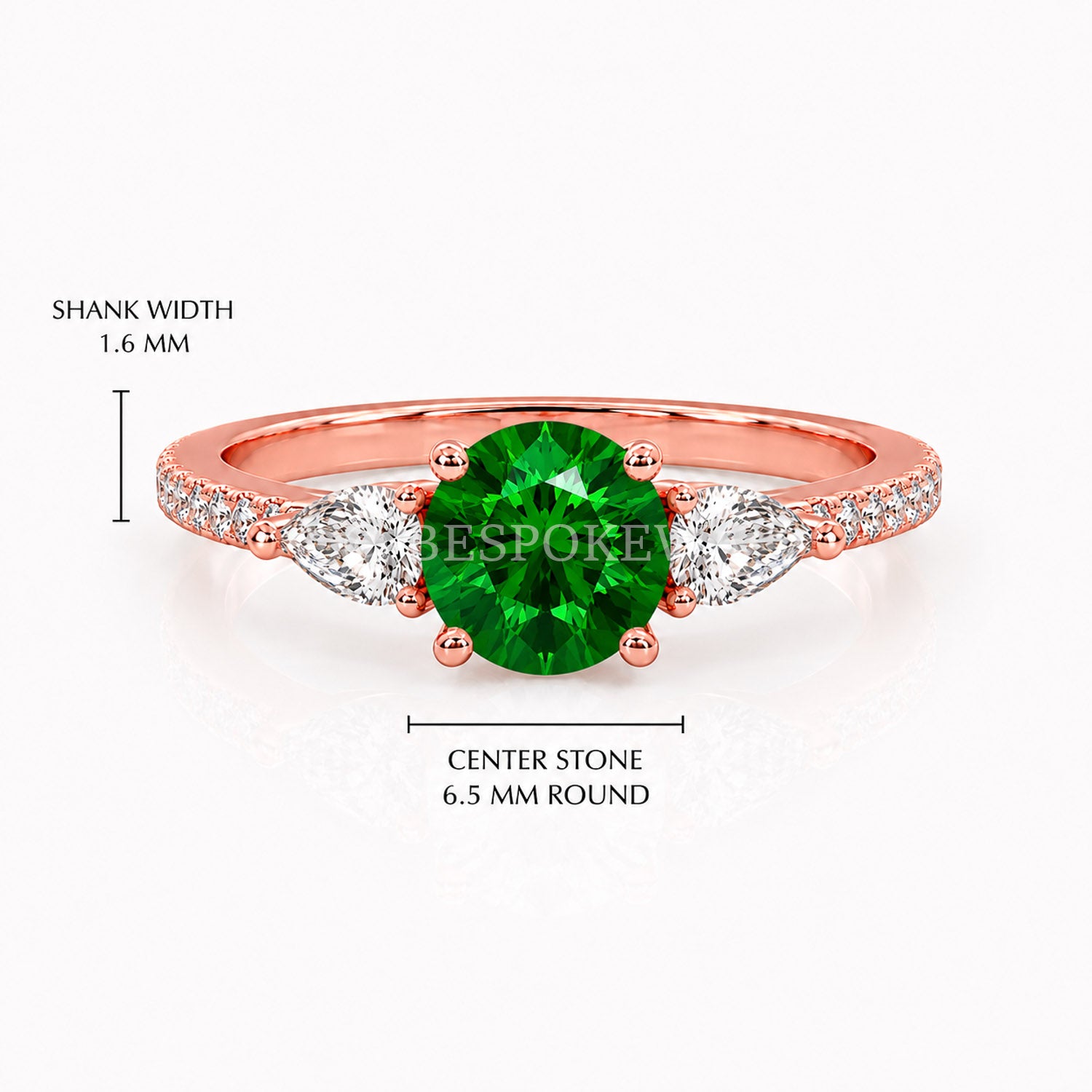 The Elara - Three Stone Engagement Ring — Lab-Grown Emerald, 2ct