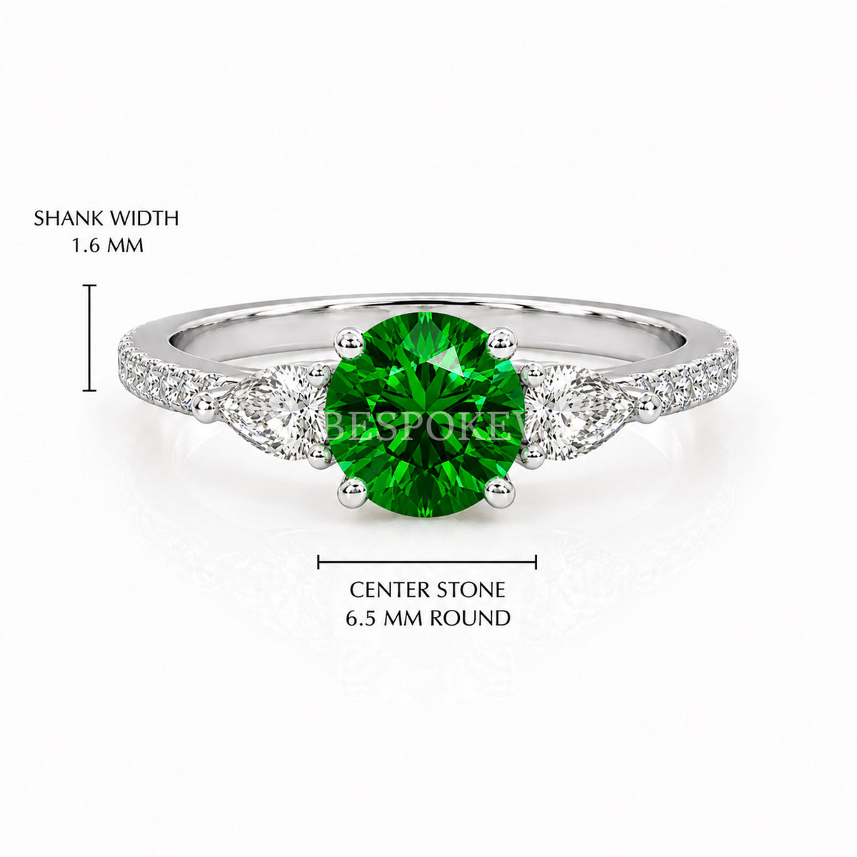 The Elara - Three Stone Engagement Ring — Lab-Grown Emerald, 2ct