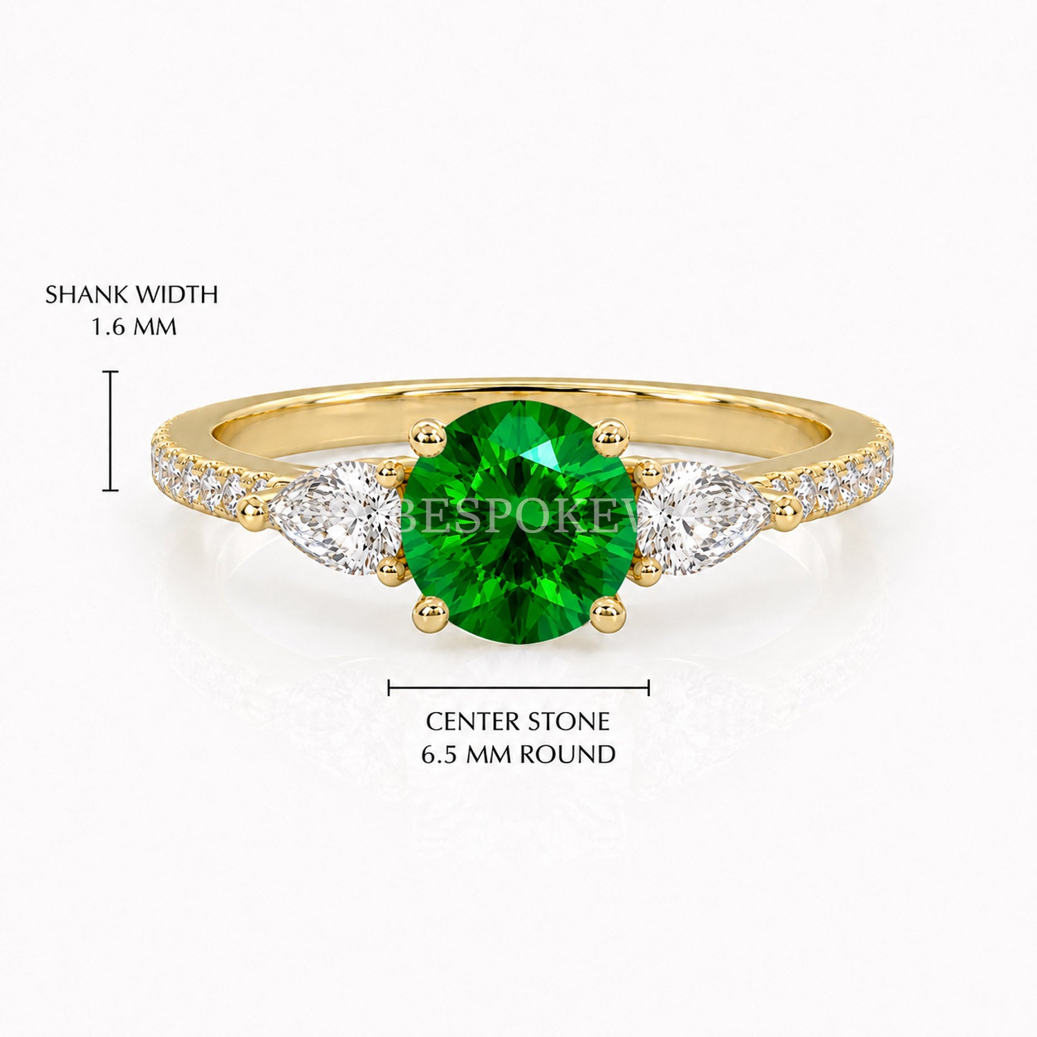 The Elara - Three Stone Engagement Ring — Lab-Grown Emerald, 2ct