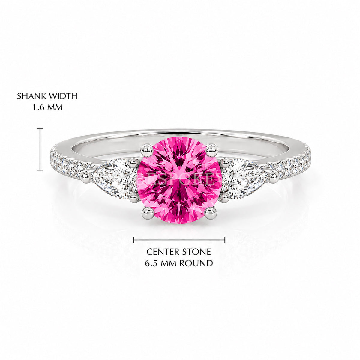 The Elara - Three Stone Engagement Ring — Lab-Grown Pink Sapphire, 1ct