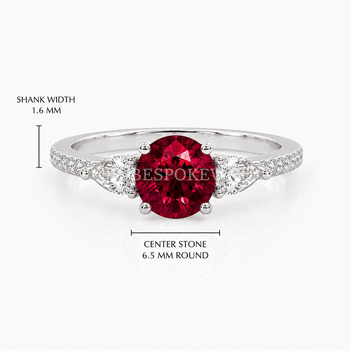 The Elara - Three Stone Engagement Ring — Lab-Grown Ruby, 0.5ct