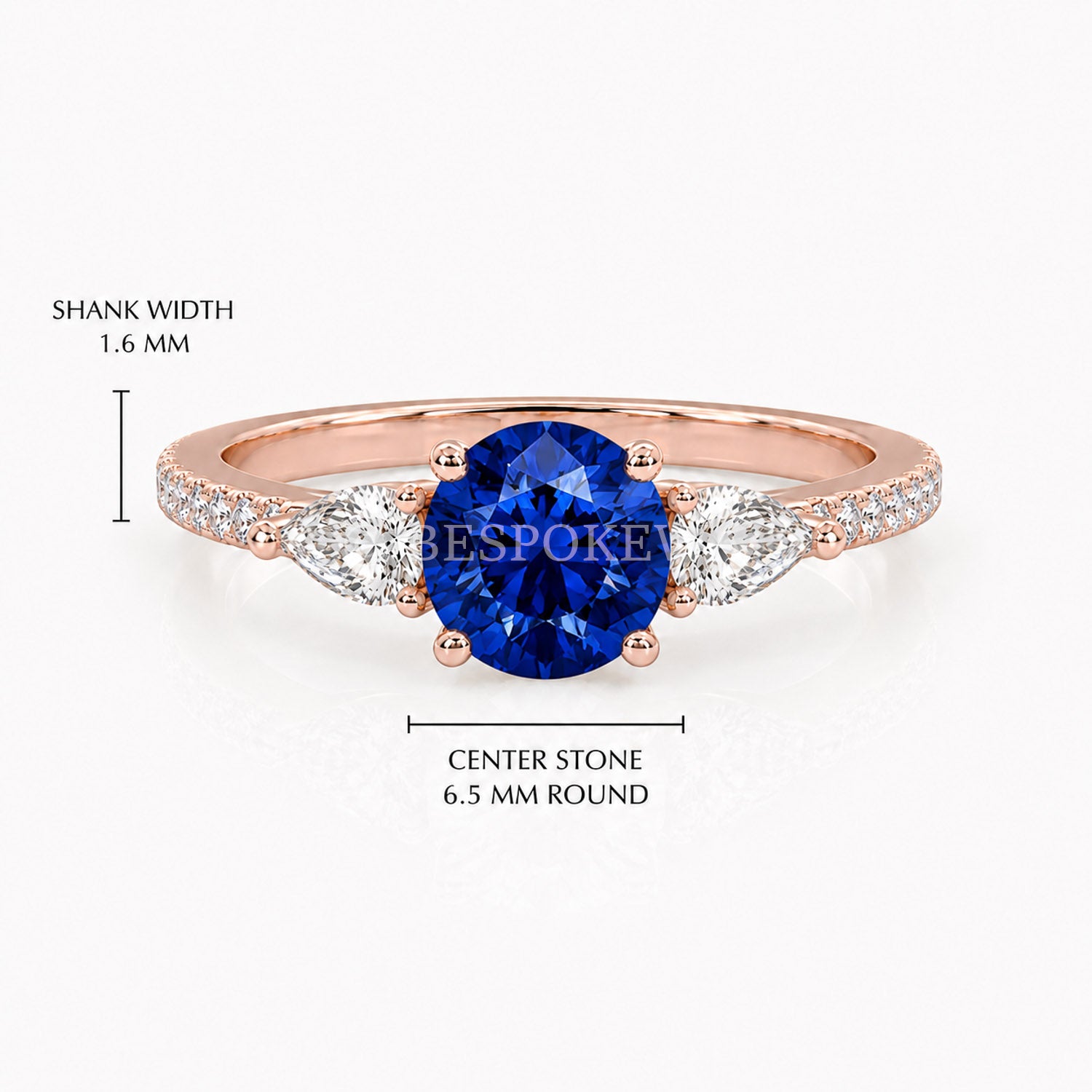 The Elara - Three Stone Engagement Ring — Lab-Grown Sapphire, 2.5ct