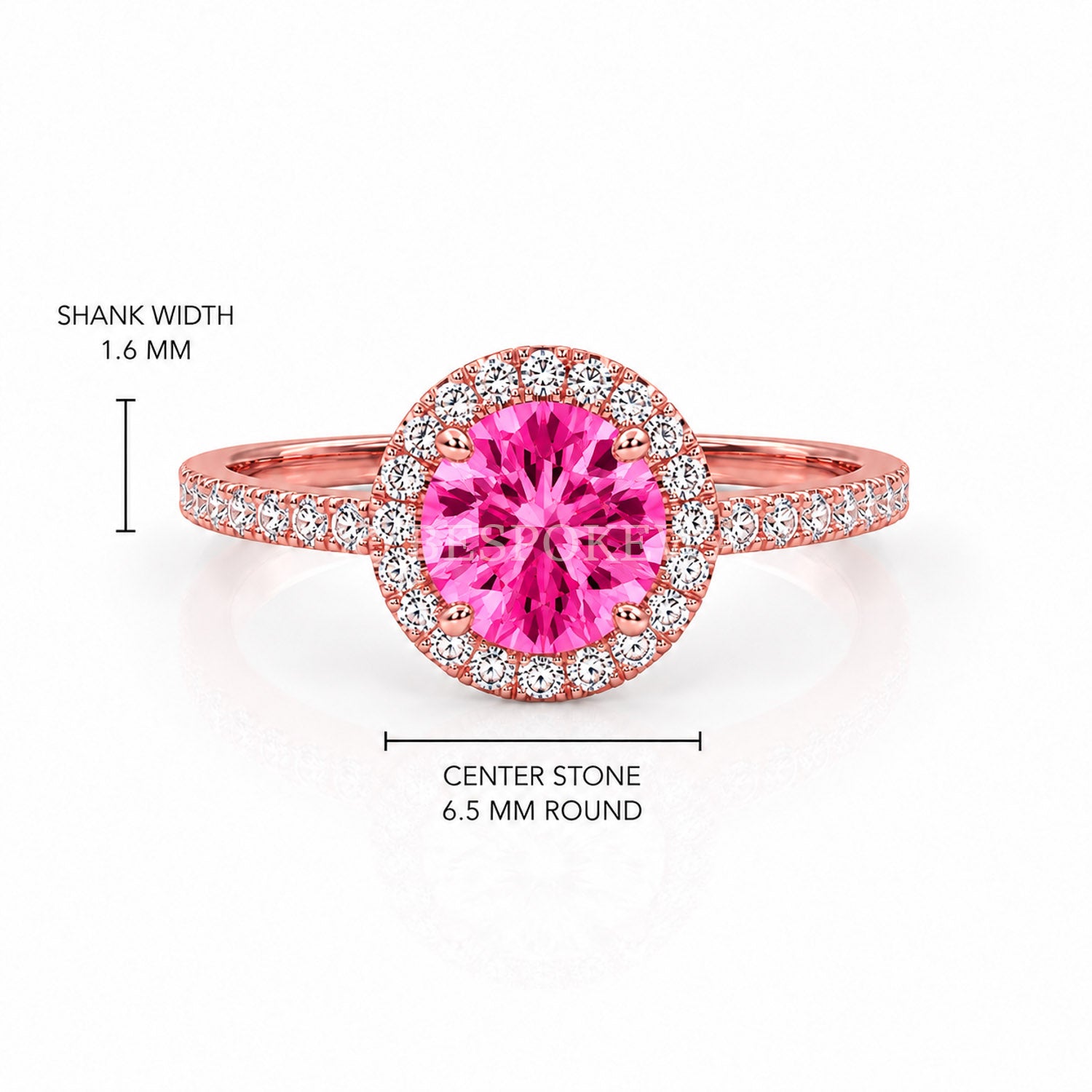 The Elin - Halo Engagement Ring — Lab-Grown Pink Sapphire, 3ct
