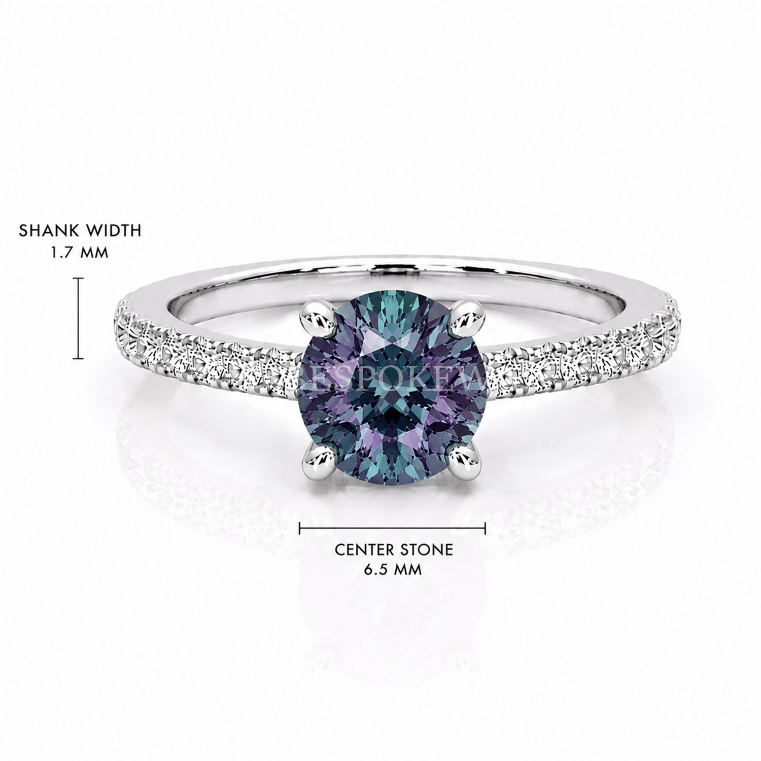 The Everly - Solitaire with Pavé Diamond Band — Lab-Grown Alexandrite, 0.5ct