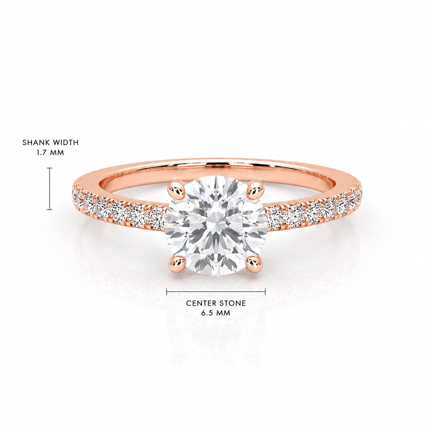 The Everly - Solitaire with Pavé Diamond Band — Lab-Grown Diamond, 3ct