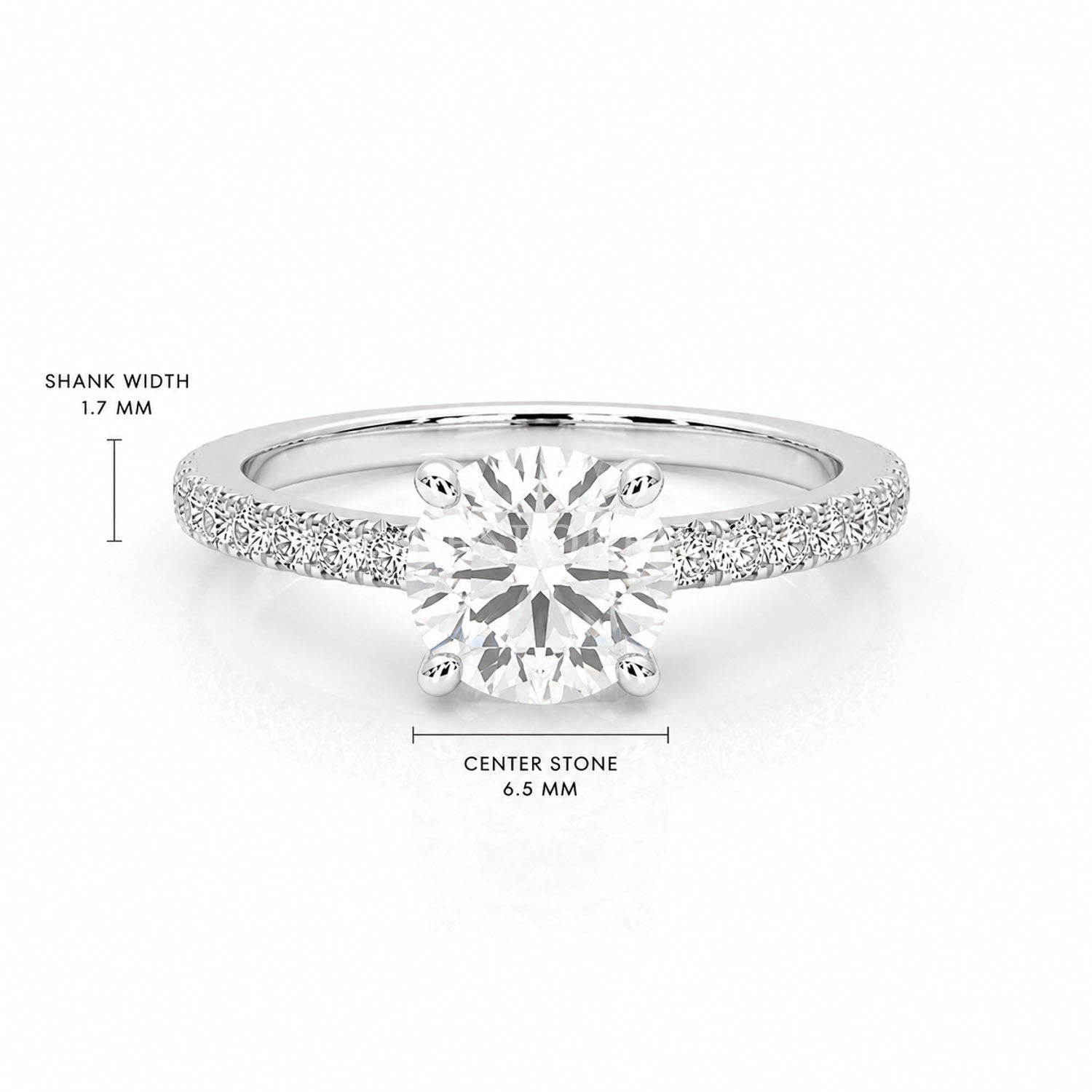 The Everly - Solitaire with Pavé Diamond Band — Lab-Grown Diamond, 3ct