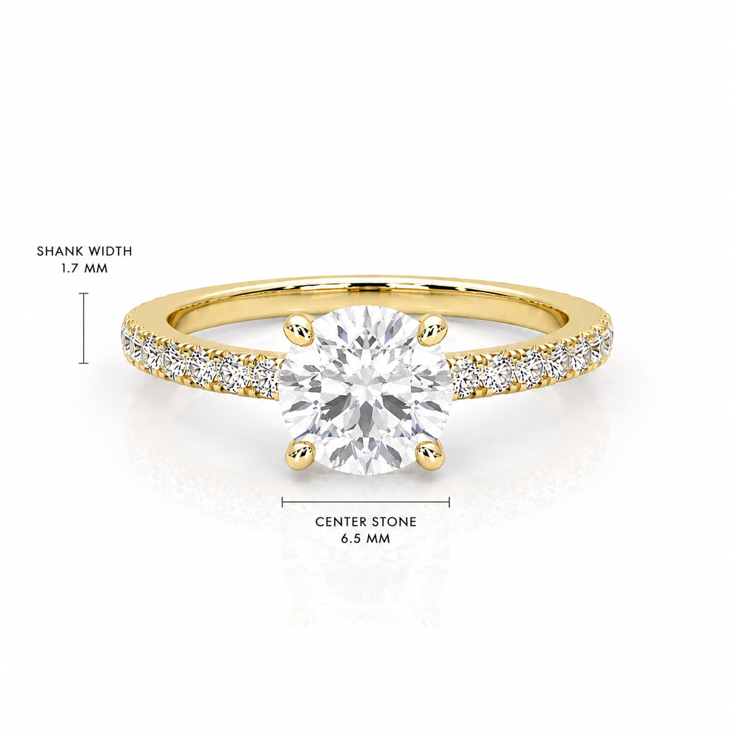 The Everly - Solitaire with Pavé Diamond Band — Lab-Grown Diamond, 3ct
