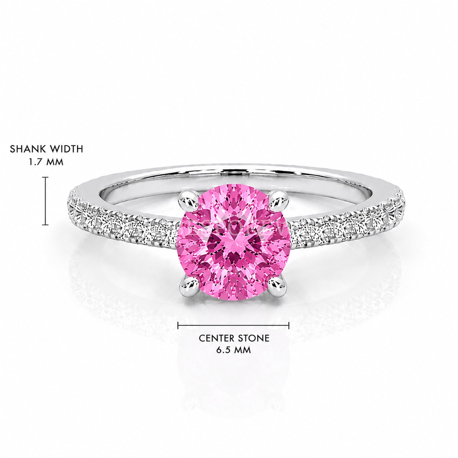 The Everly - Solitaire with Pavé Diamond Band — Lab-Grown Pink Sapphire, 0.5ct