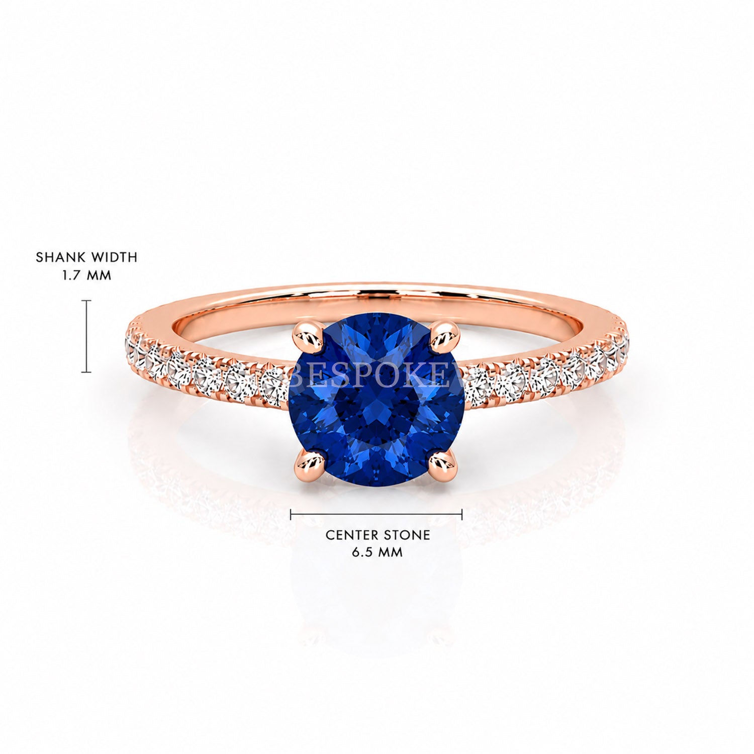 The Everly - Solitaire with Pavé Diamond Band — Lab-Grown Sapphire, 2ct