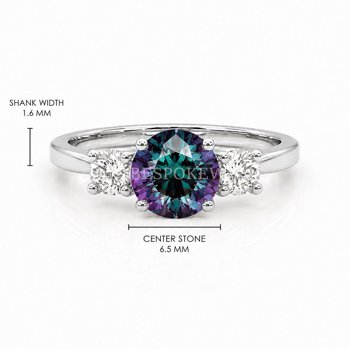The Liora - Three Stone Engagement Ring — Lab-Grown Alexandrite, 2ct