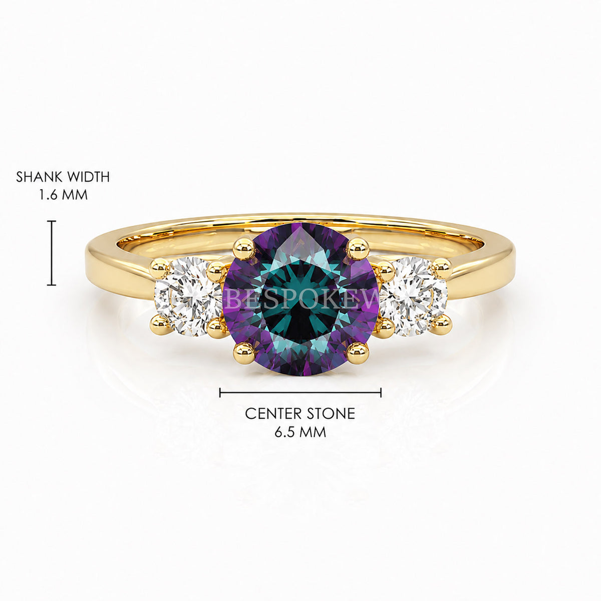 The Liora - Three Stone Engagement Ring — Lab-Grown Alexandrite, 2ct