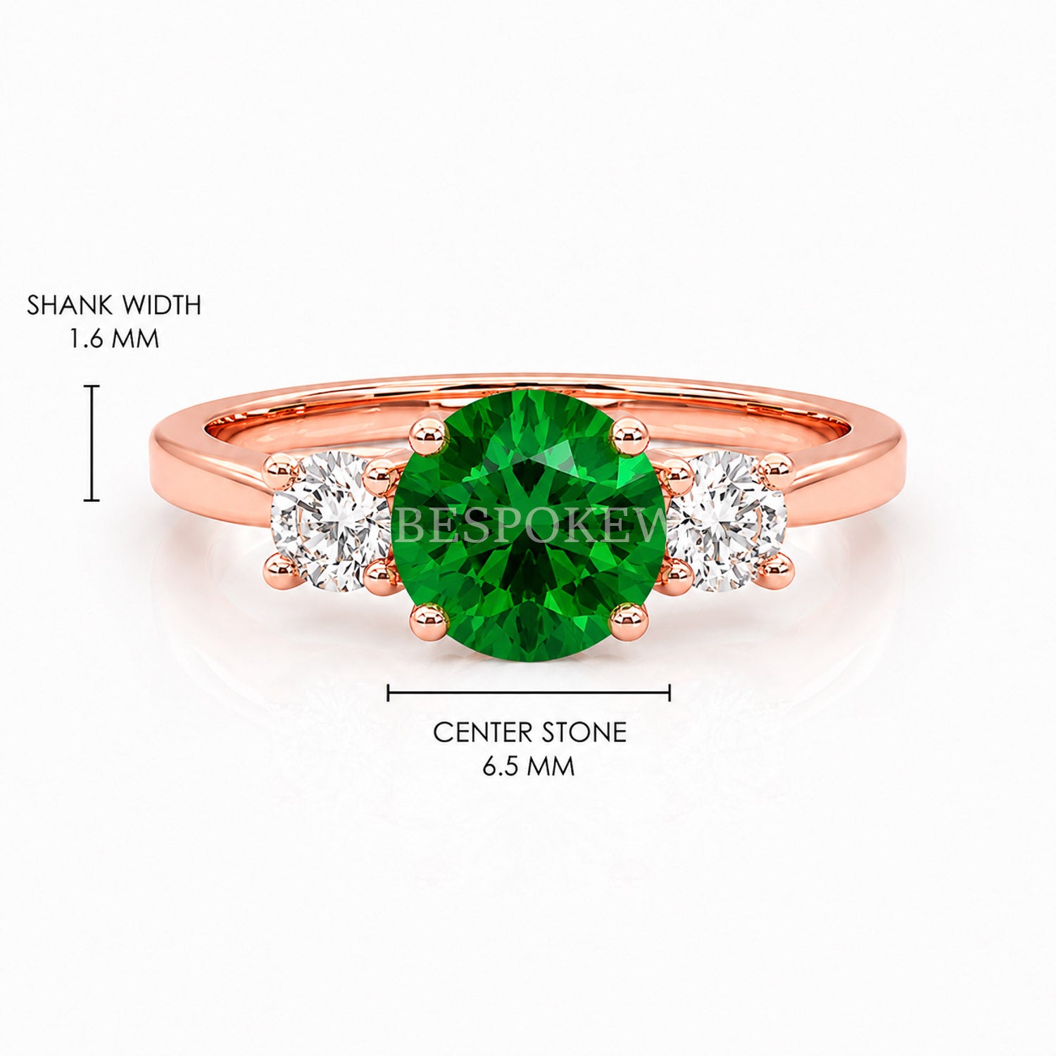 The Liora - Three Stone Engagement Ring — Lab-Grown Emerald, 0.5ct