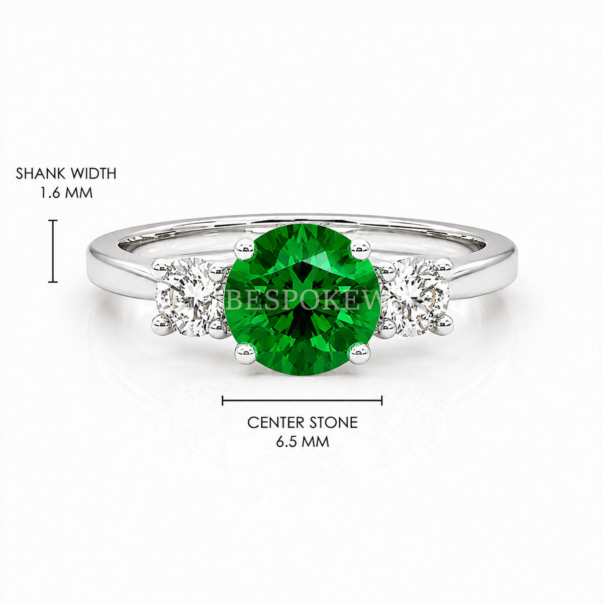 The Liora - Three Stone Engagement Ring — Lab-Grown Emerald, 0.5ct