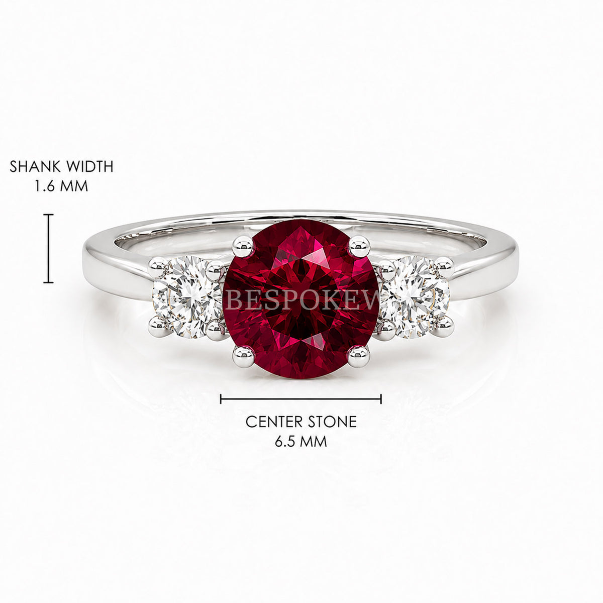 The Liora - Three Stone Engagement Ring — Lab-Grown Ruby, 0.5ct