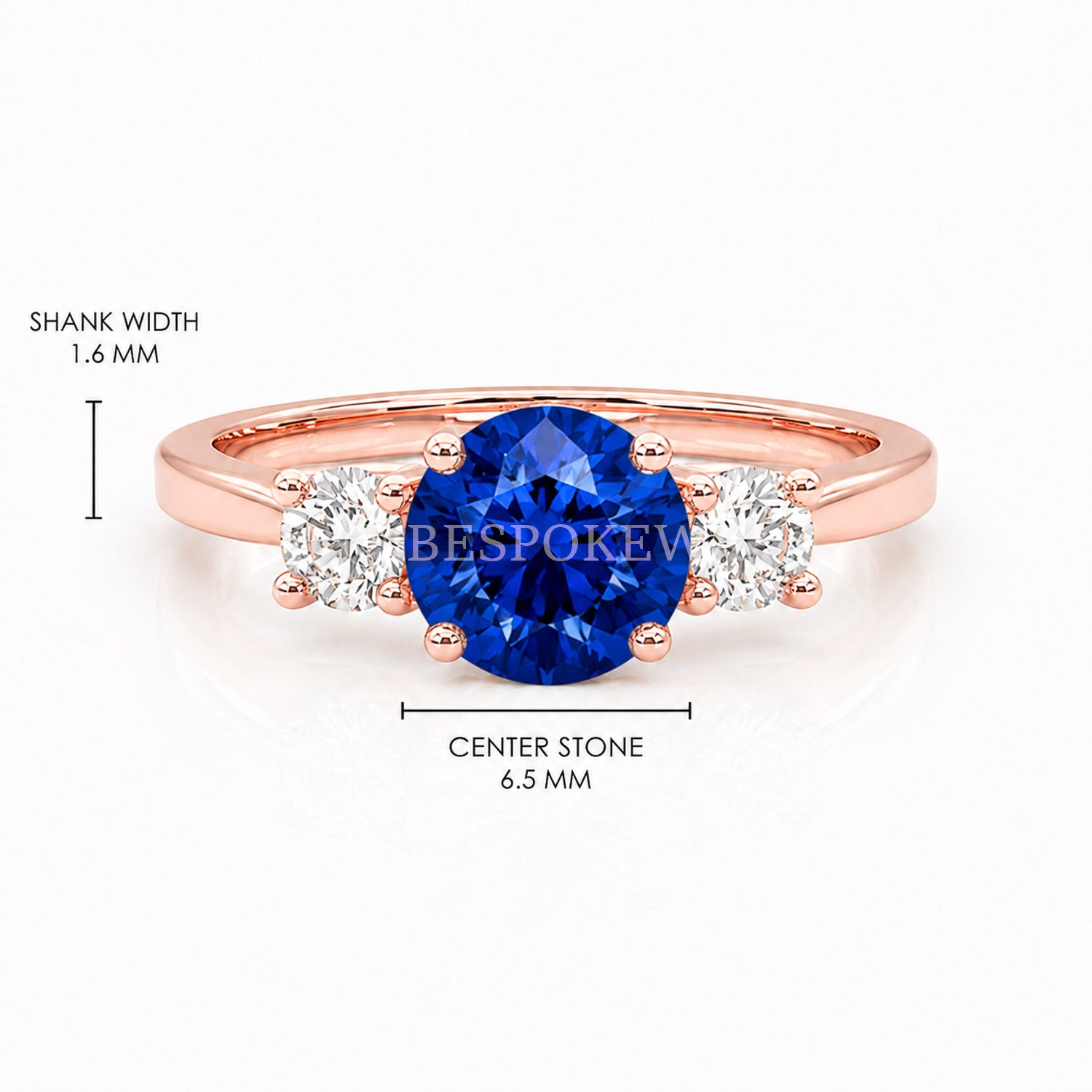 The Liora - Three Stone Engagement Ring — Lab-Grown Sapphire, 3ct