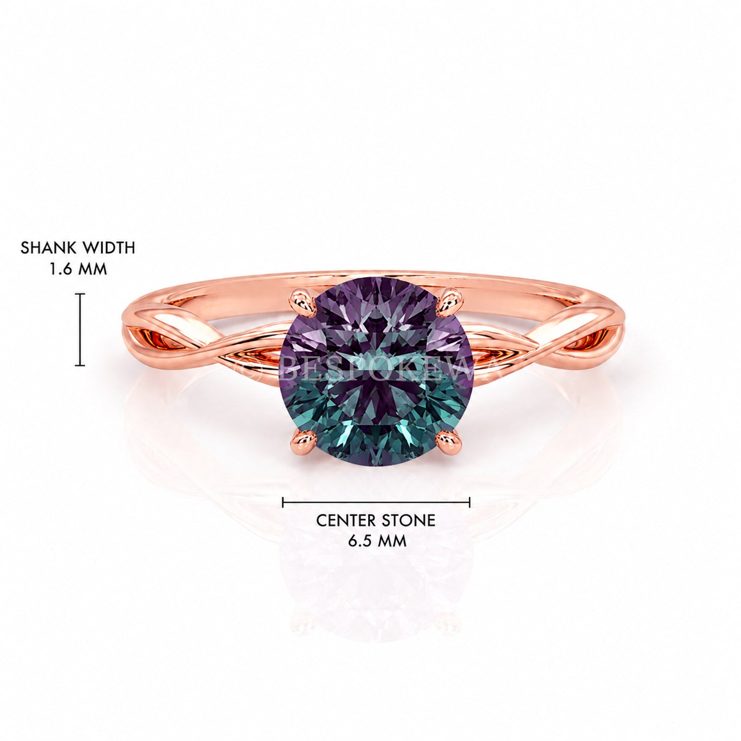 The Serene - Solitaire With Twisted band And Prong Setting — Lab-Grown Alexandrite, 3ct
