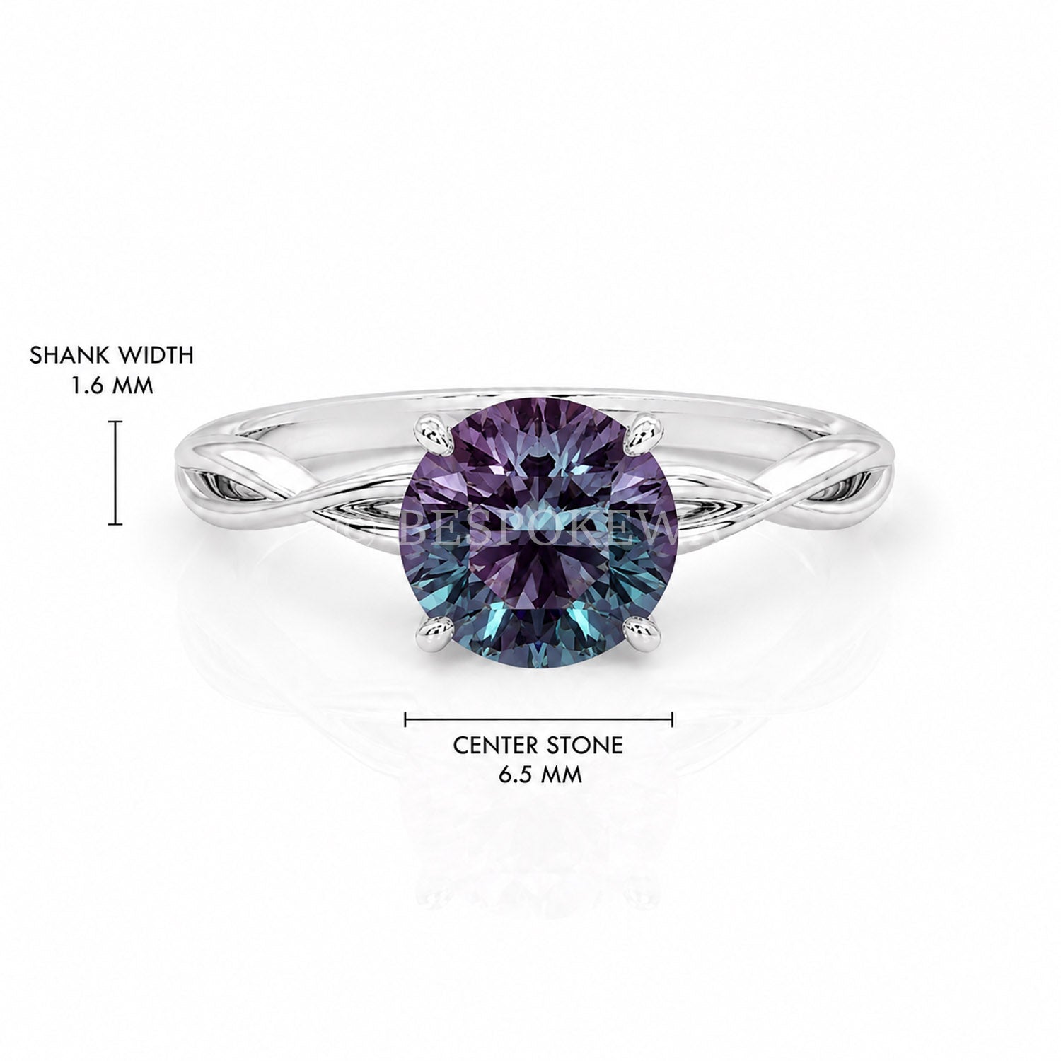 The Serene - Solitaire With Twisted band And Prong Setting — Lab-Grown Alexandrite, 3ct