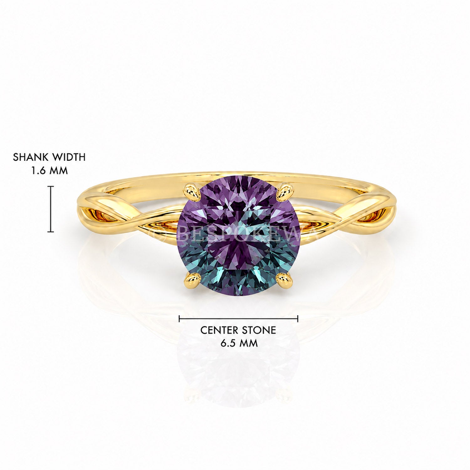 The Serene - Solitaire With Twisted band And Prong Setting — Lab-Grown Alexandrite, 3ct