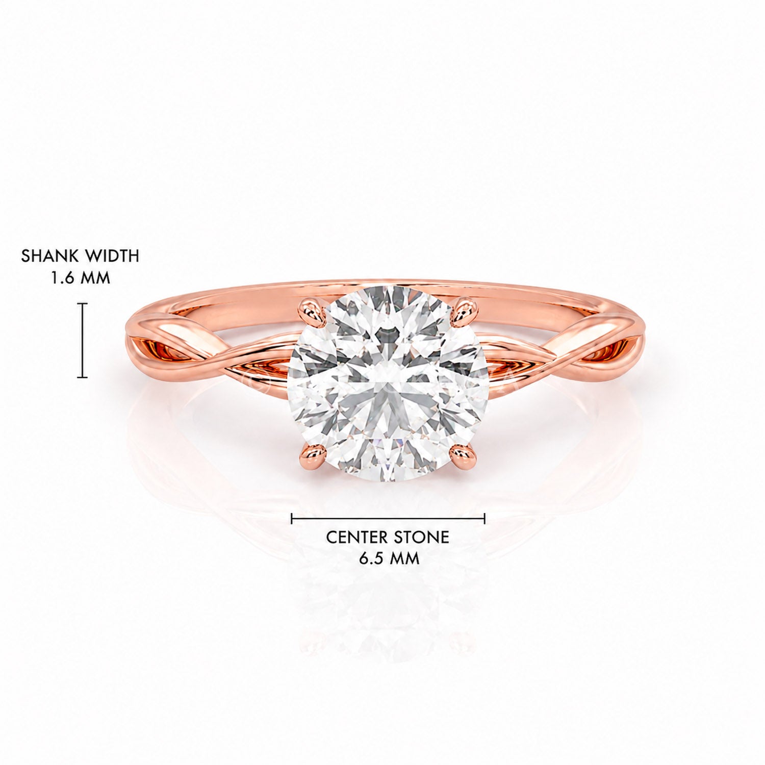 The Serene - Solitaire With Twisted band And Prong Setting — Lab-Grown Diamond, 1.5ct