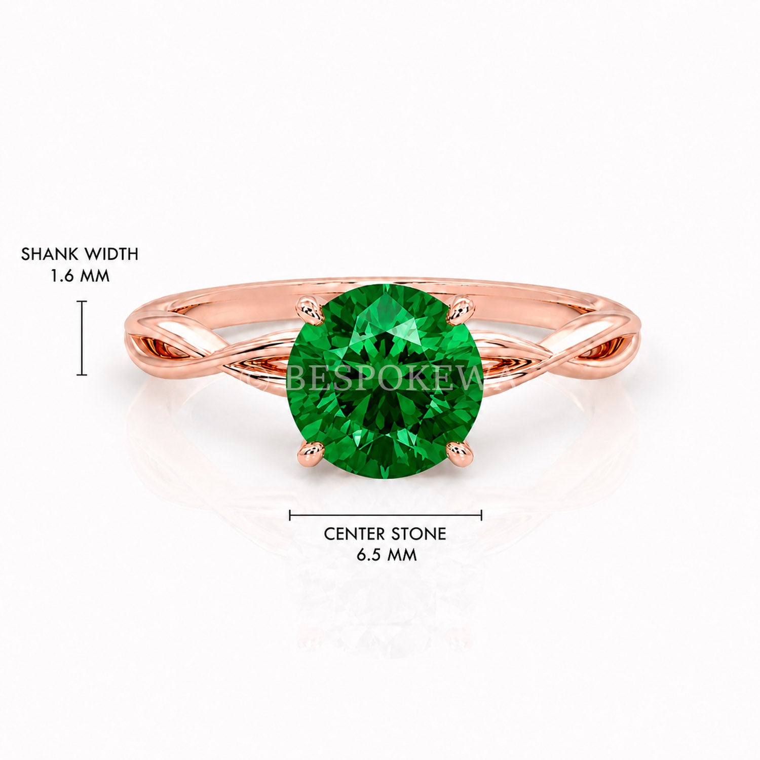 The Serene - Solitaire With Twisted band And Prong Setting — Lab-Grown Emerald, 0.5ct