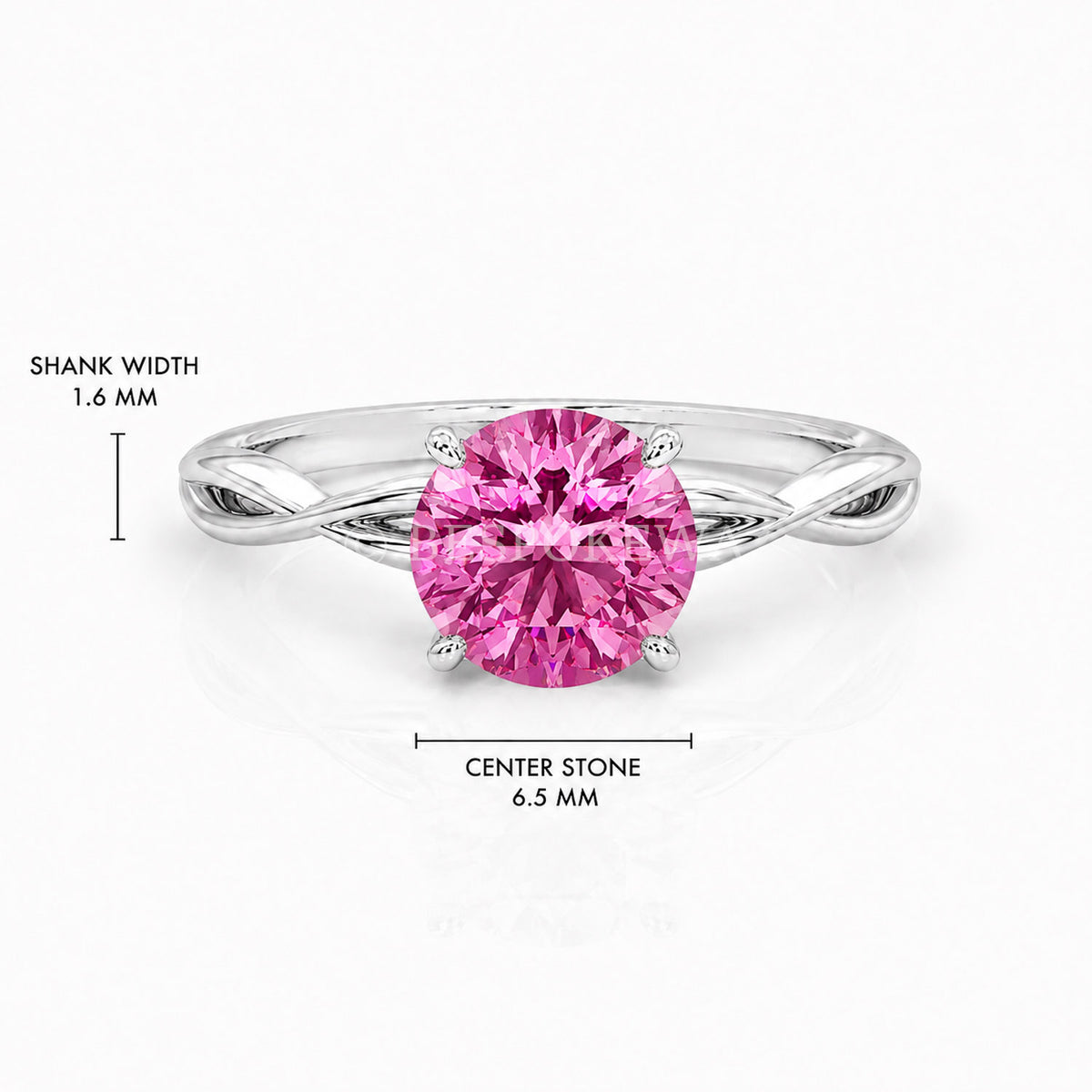 The Serene - Solitaire With Twisted band And Prong Setting — Lab-Grown Pink Sapphire, 0.5ct