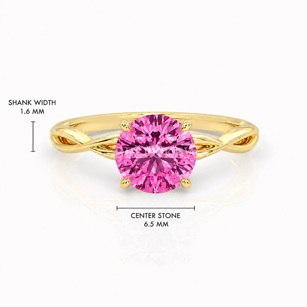 The Serene - Solitaire With Twisted band And Prong Setting — Lab-Grown Pink Sapphire, 0.5ct