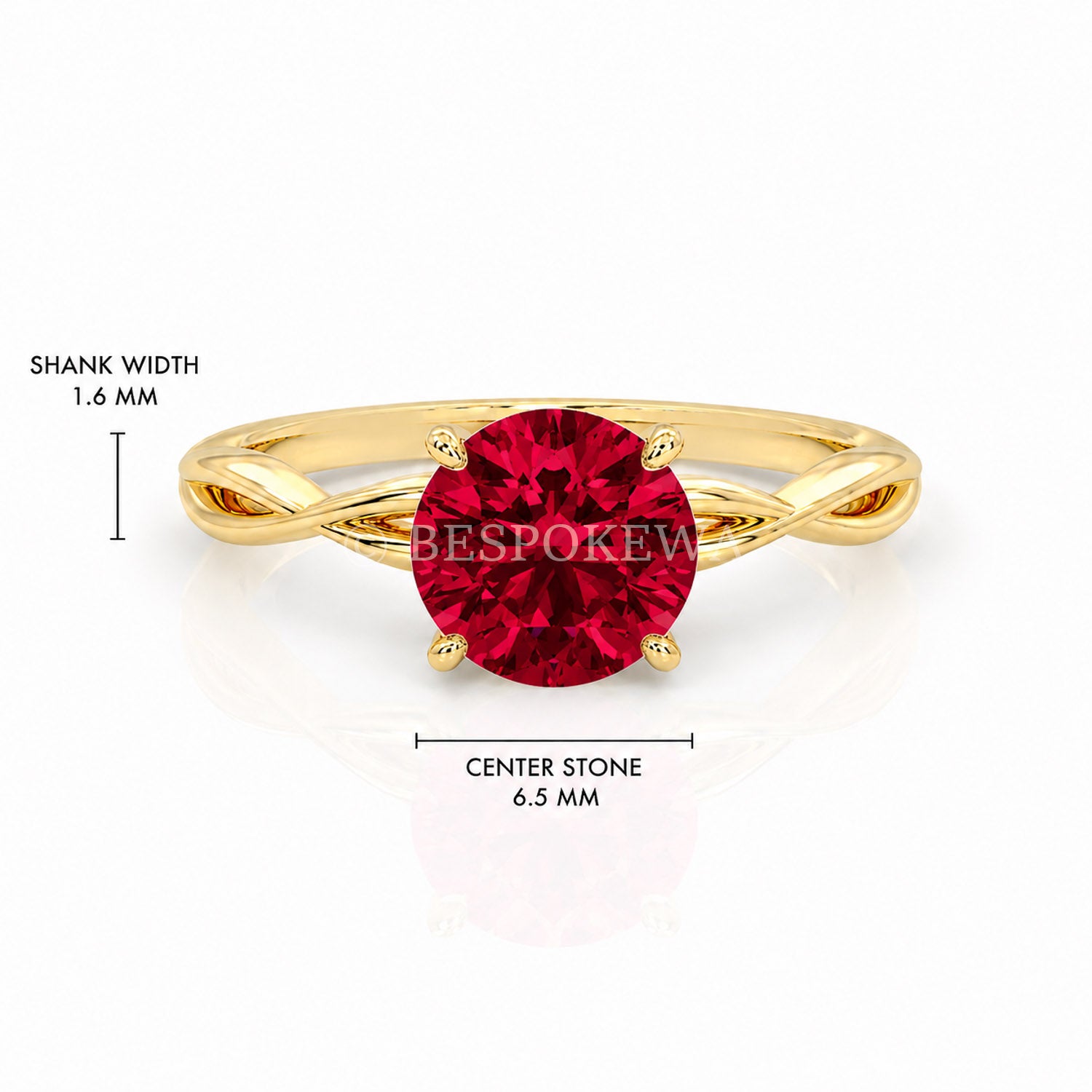 The Serene - Solitaire With Twisted band And Prong Setting — Lab-Grown Ruby, 1.5ct