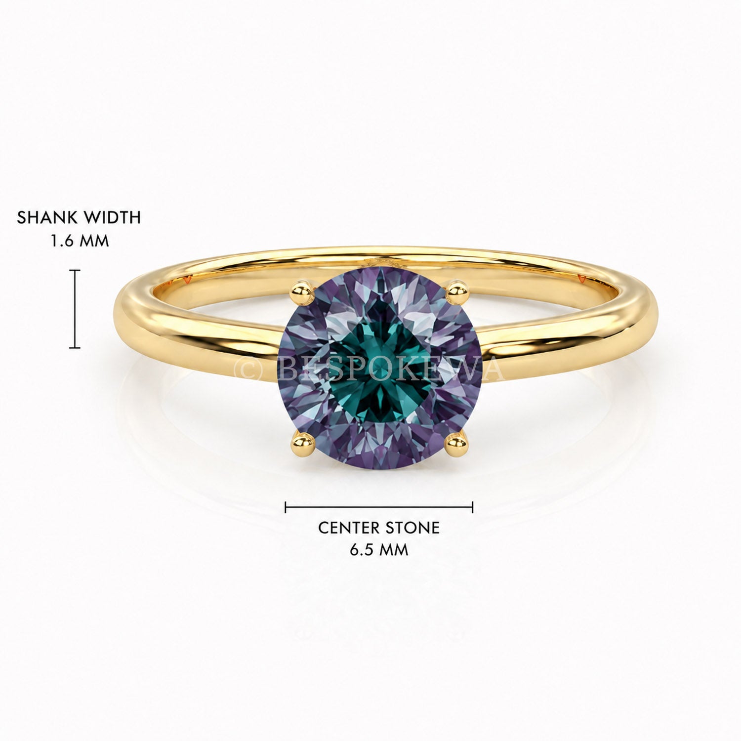 The Solara - Solitaire in Classic Prong Setting — Lab-Grown Alexandrite, 2ct