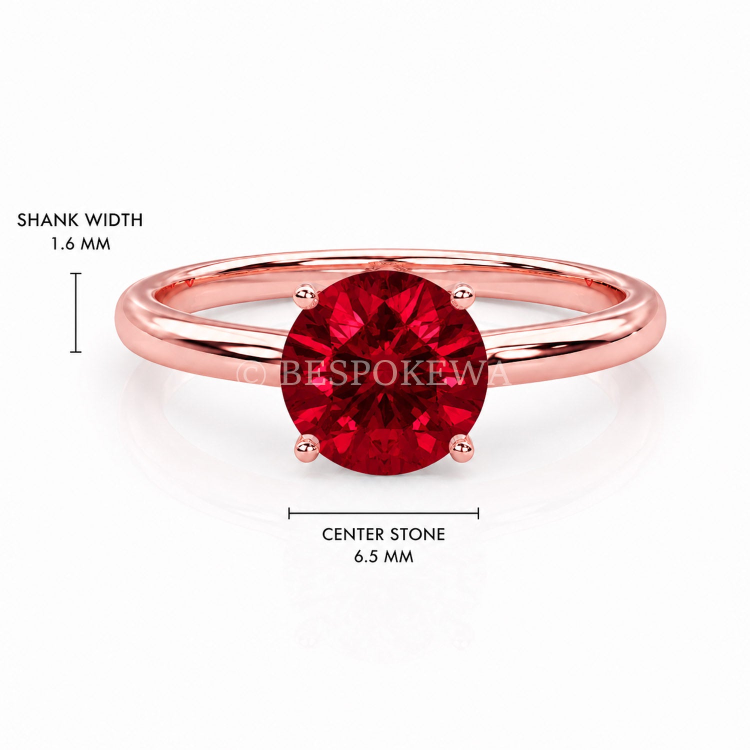 The Solara - Solitaire in Classic Prong Setting — Lab-Grown Ruby, 1ct