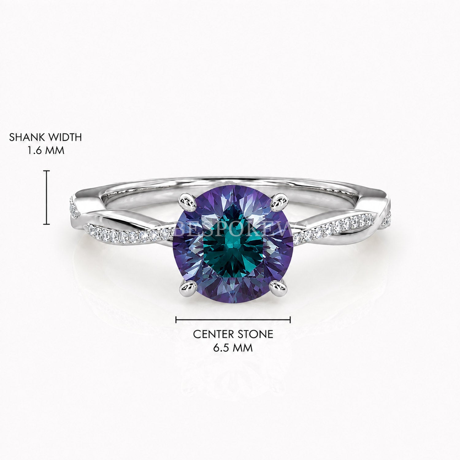 Ulur Solitaire Engagement Ring – Pavé Twist Band — Lab-Grown Alexandrite, 1ct