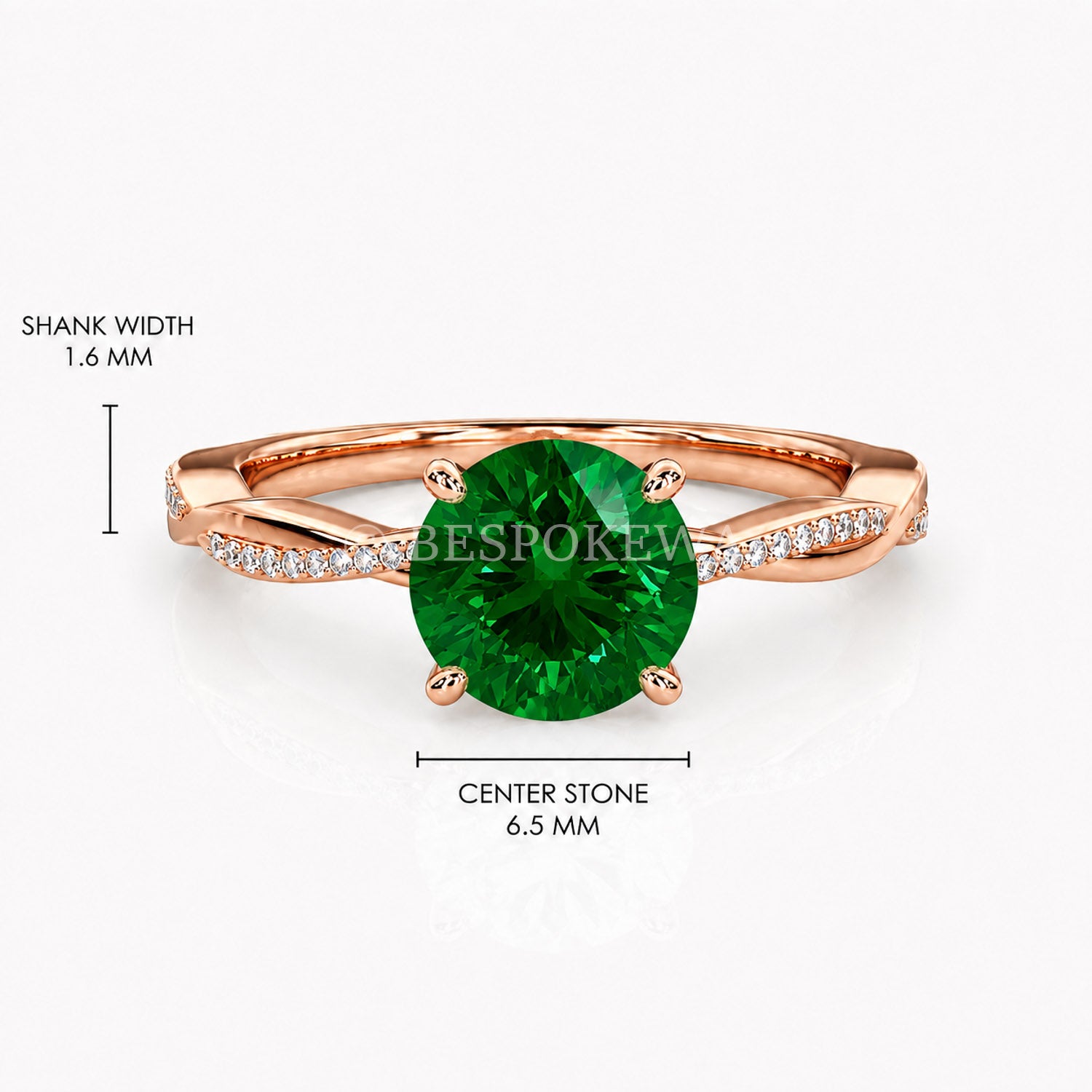 Ulur Solitaire Engagement Ring – Pavé Twist Band — Lab-Grown Emerald, 0.5ct