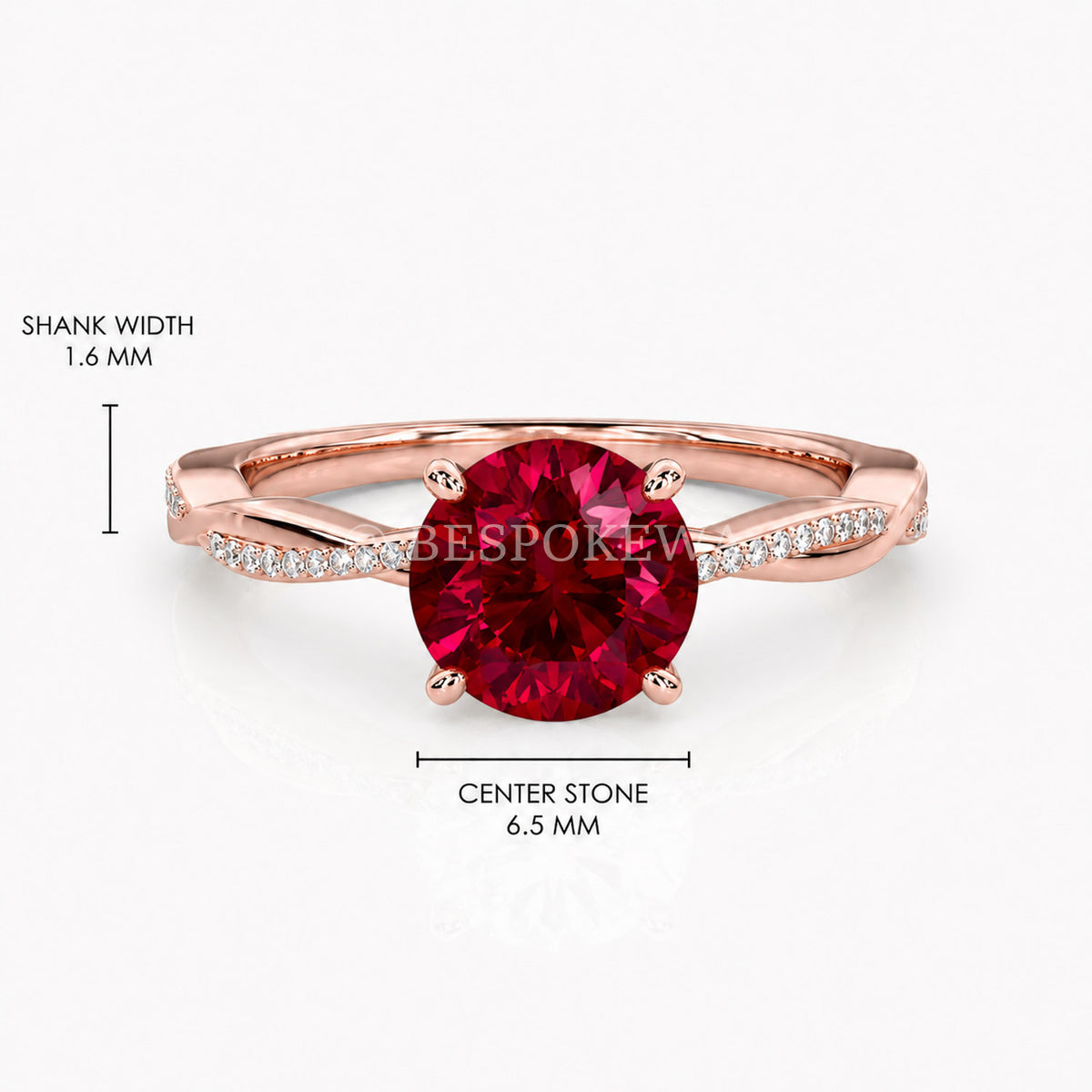 Ulur Solitaire Engagement Ring – Pavé Twist Band — Lab-Grown Ruby, 1ct