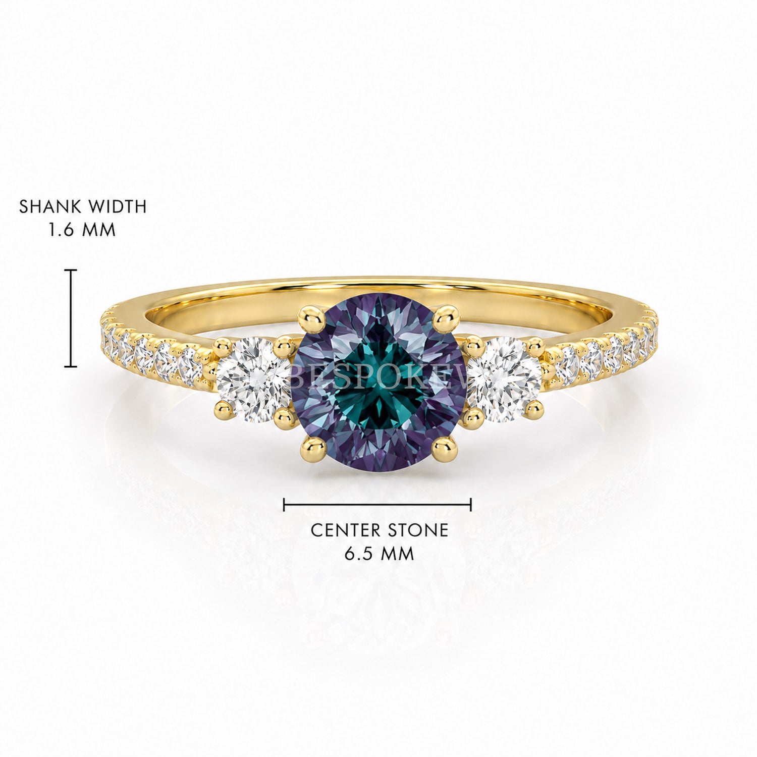The Amara - Three Stone Engagement Ring — Lab-Grown Alexandrite, 1ct