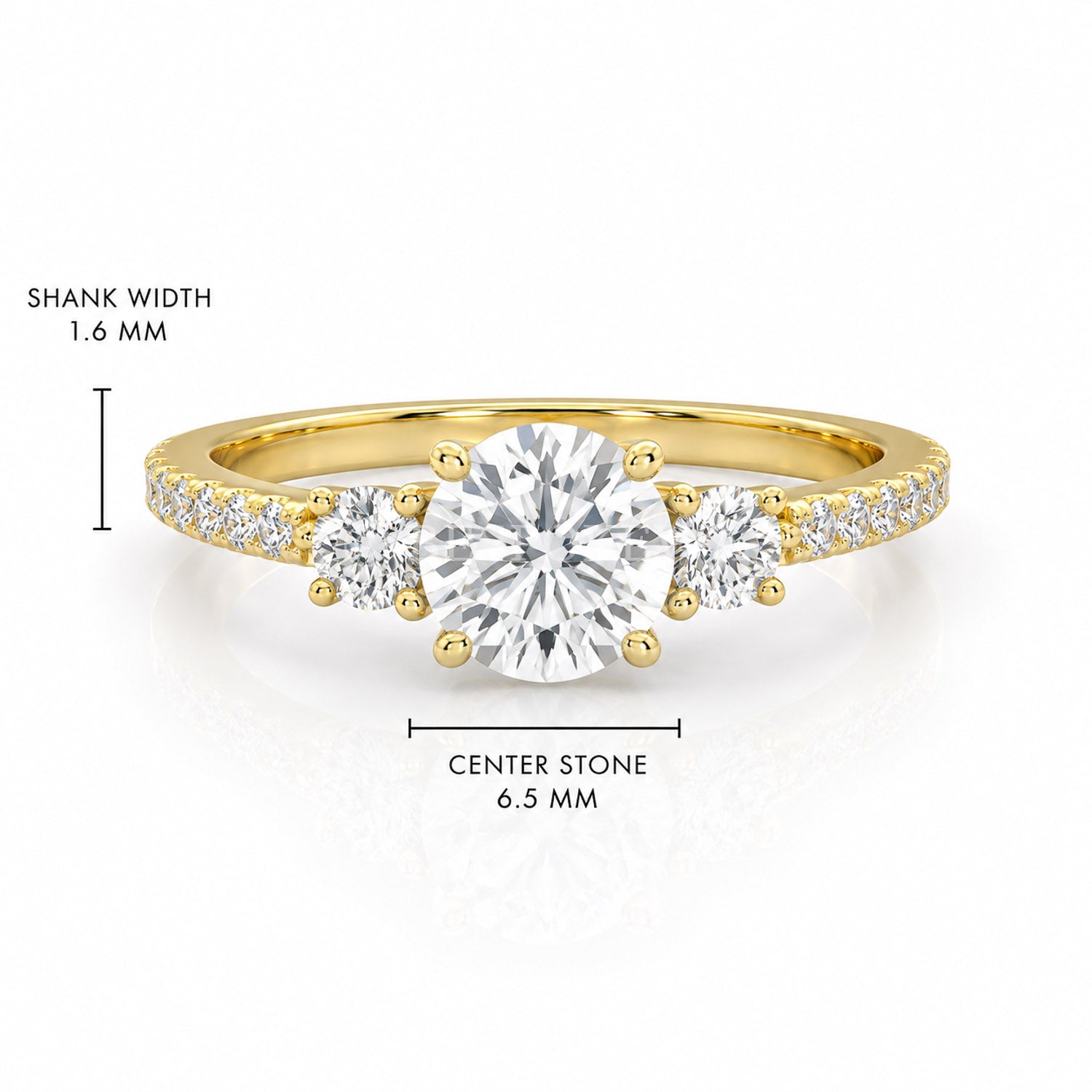 The Amara - Three Stone Engagement Ring — Lab-Grown Diamond, 0.5ct