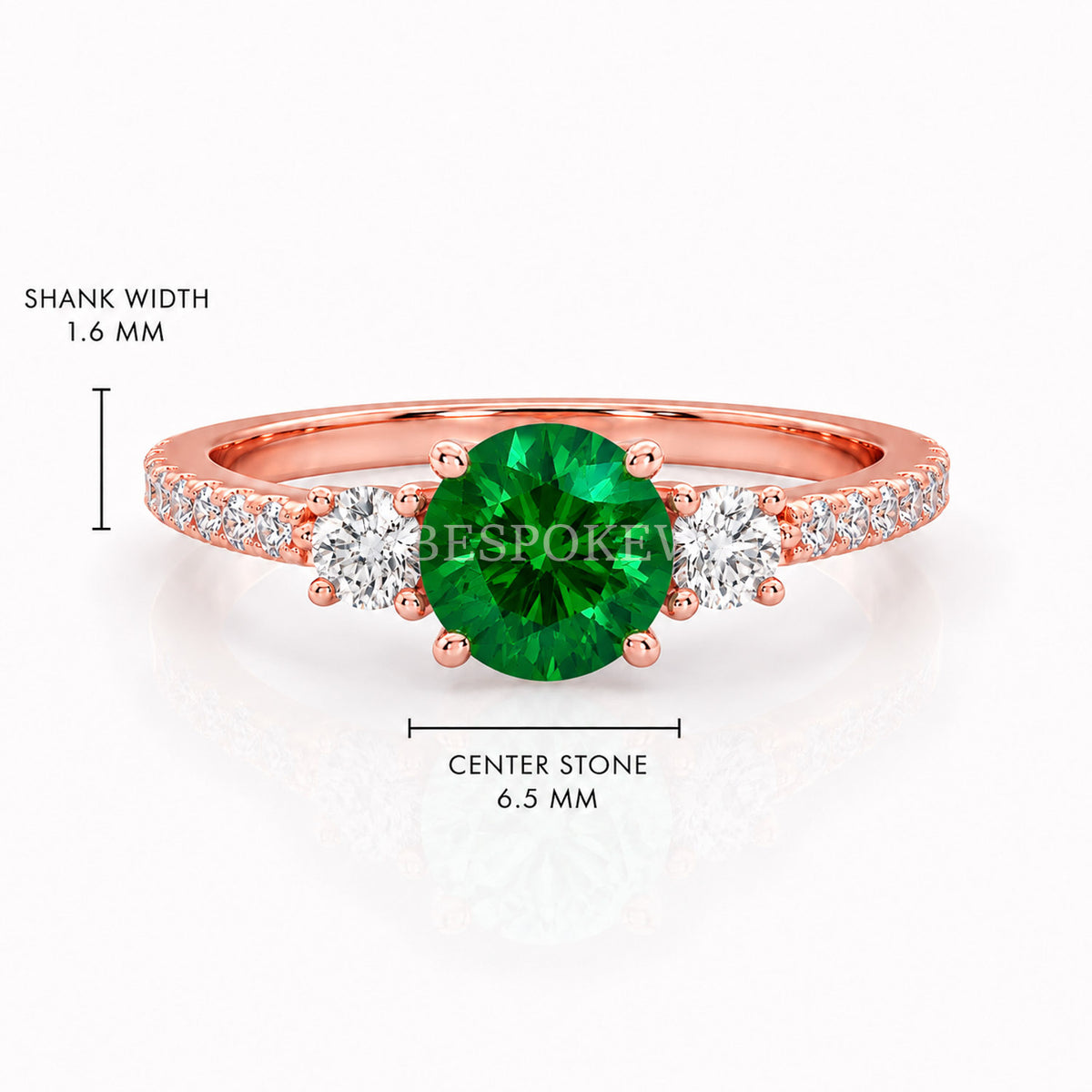 The Amara - Three Stone Engagement Ring — Lab-Grown Emerald, 1ct